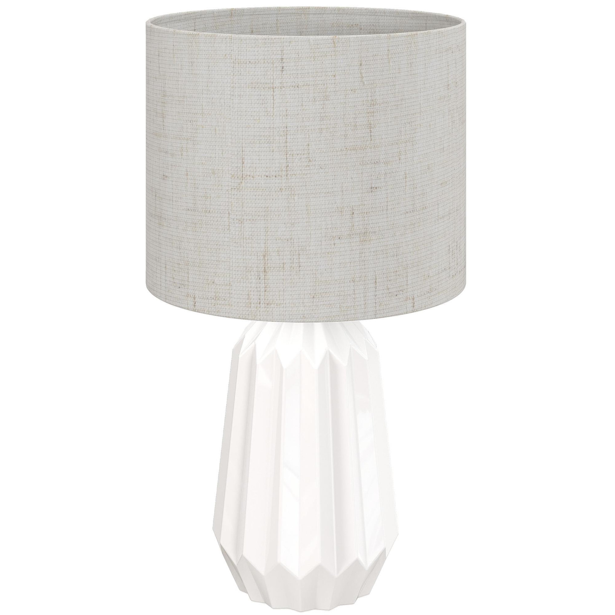 HOMCOM Lampe de table design néo-rétro céramique géométrique lin