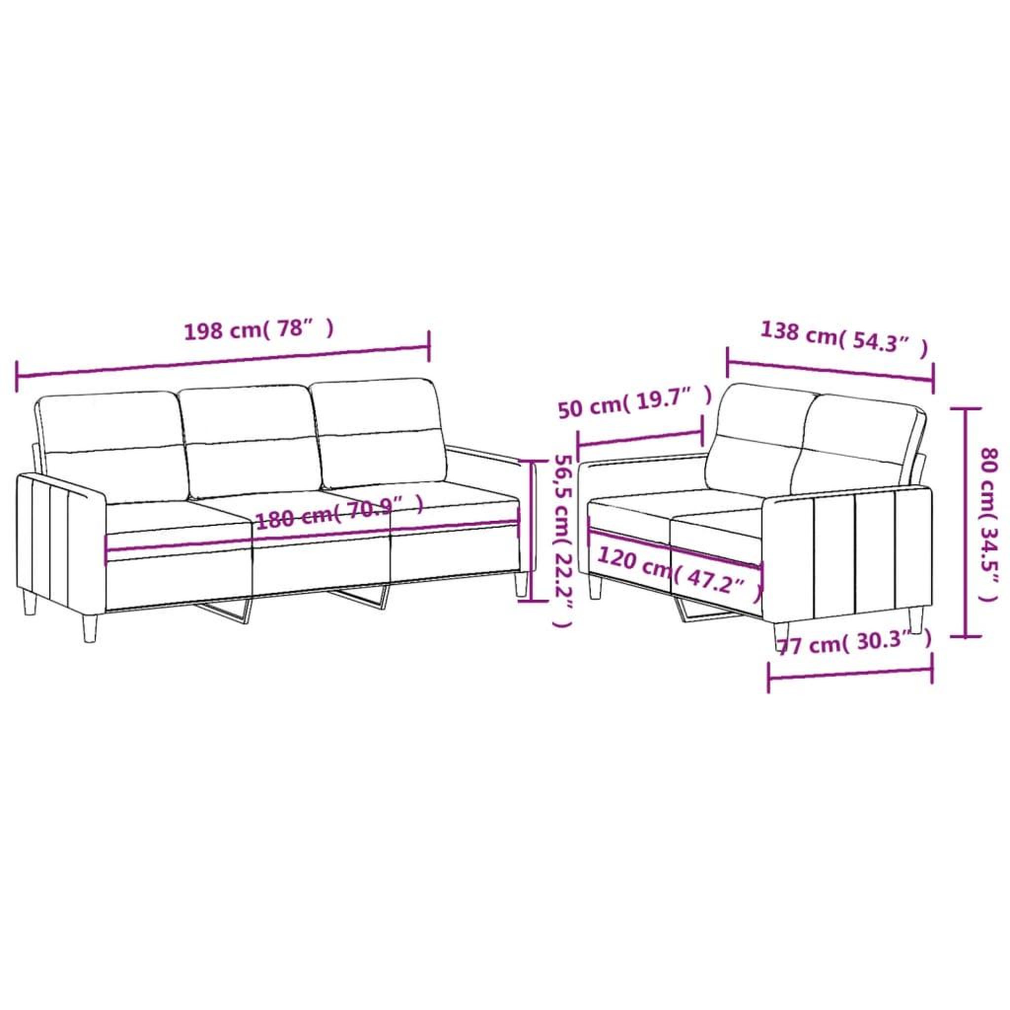 Voir la diapositive 6 : VIDAXL Ensemble de canapes 2 pcs avec coussins Marron Tissu