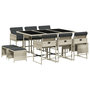 Voir la diapositive 2 : VIDAXL Ensemble a manger de jardin 11pcs avec coussins gris poly rotin