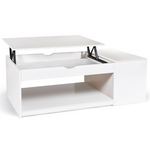 ID MARKET Table basse plateau relevable rectangulaire ELEA avec coffre bois blanc