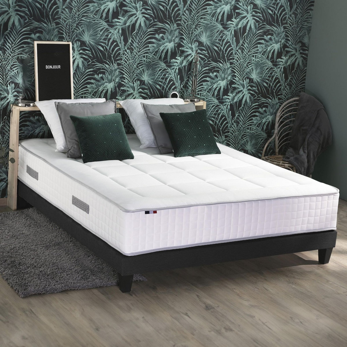 IDLITERIE Ensemble matelas 28 BELLAGIO 2 + sommier déco 13 lattes 160 x 200