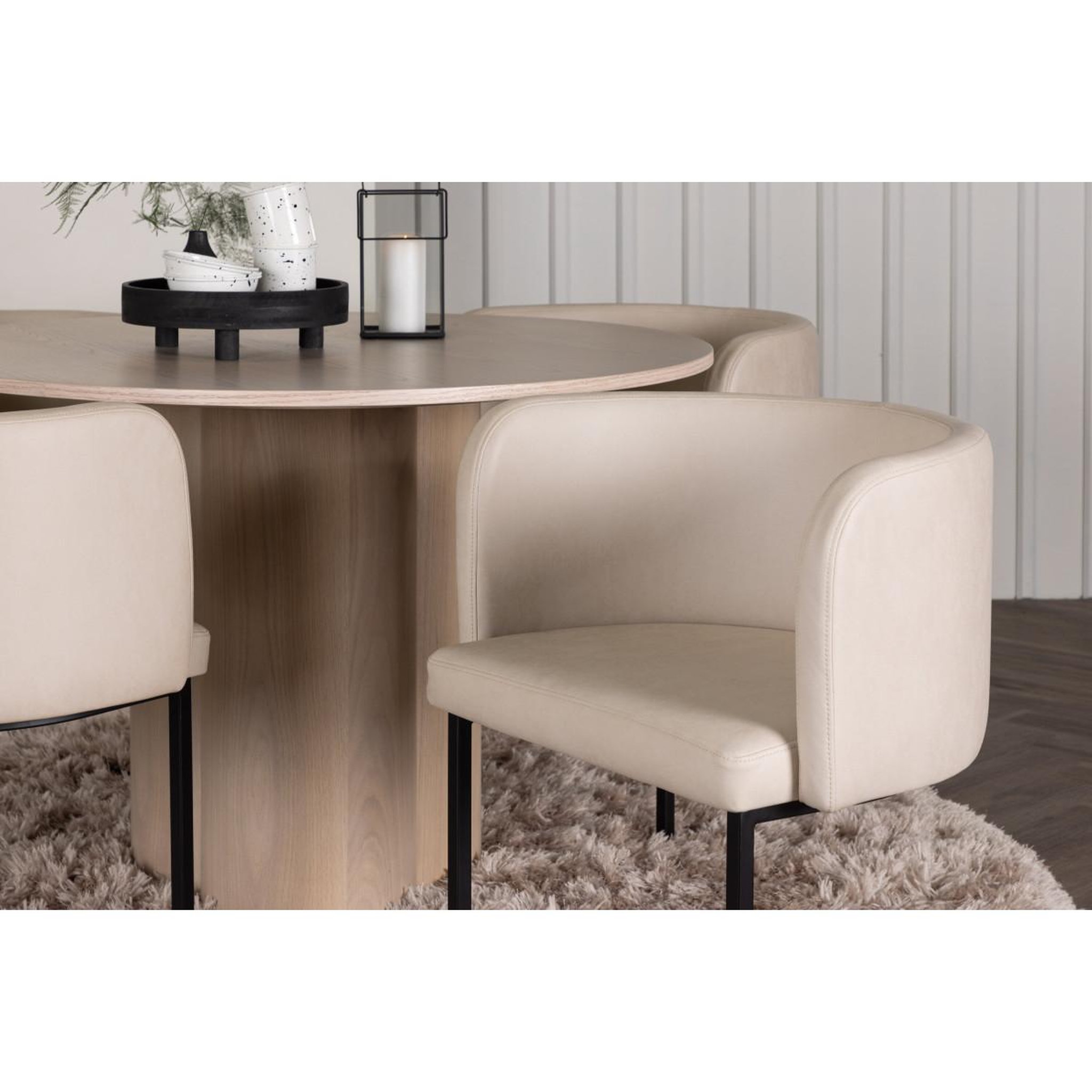 Voir la diapositive 4 : Paris Prix Ensemble table à manger & 4 chaises  olivia & simrishamn  110cm naturel & beige