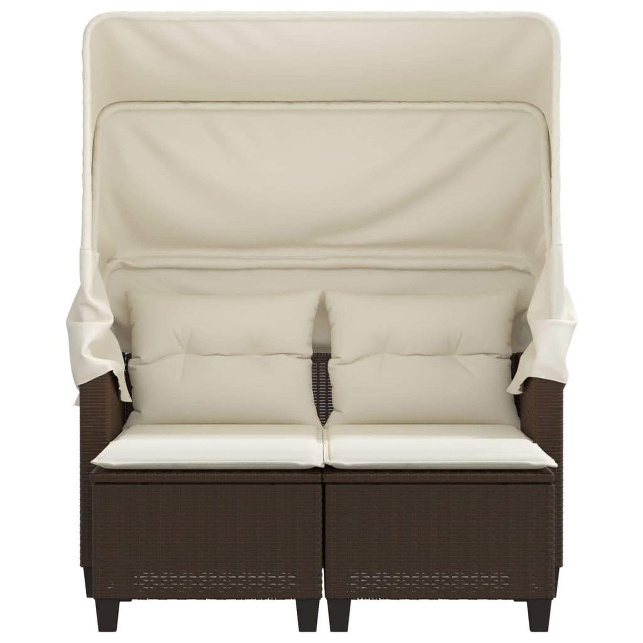 Voir la diapositive 5 : VIDAXL Canape de jardin 2 places avec auvent et tabourets marron rotin