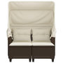 Voir la diapositive 5 : VIDAXL Canape de jardin 2 places avec auvent et tabourets marron rotin