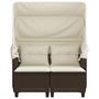 Voir la diapositive 5 : VIDAXL Canape de jardin 2 places avec auvent et tabourets marron rotin