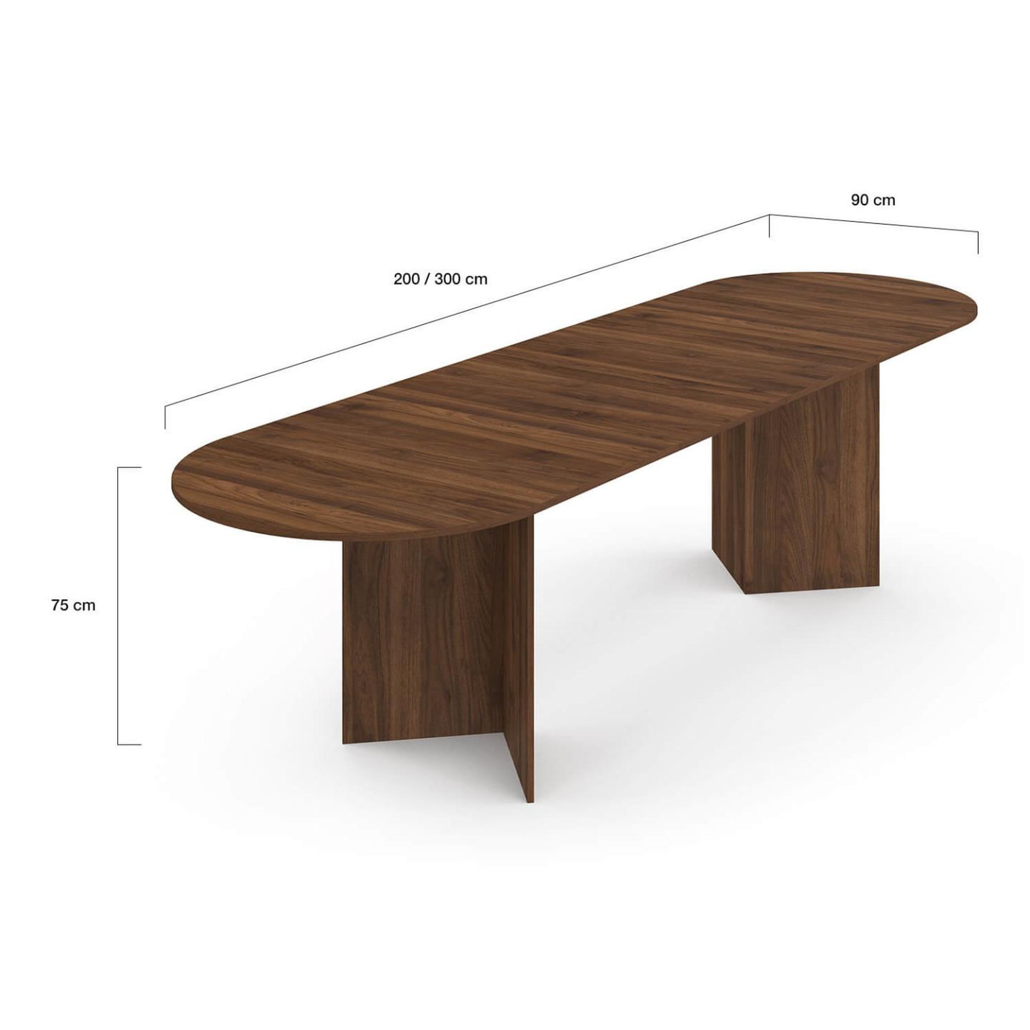 Voir la diapositive 5 : ID MARKET Table à manger extensible ovale marthe 6-12 personnes noyer 200-300 cm