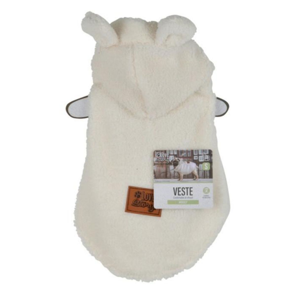 Paris Prix Veste Doudou pour Chien  Wooly  30cm Écru