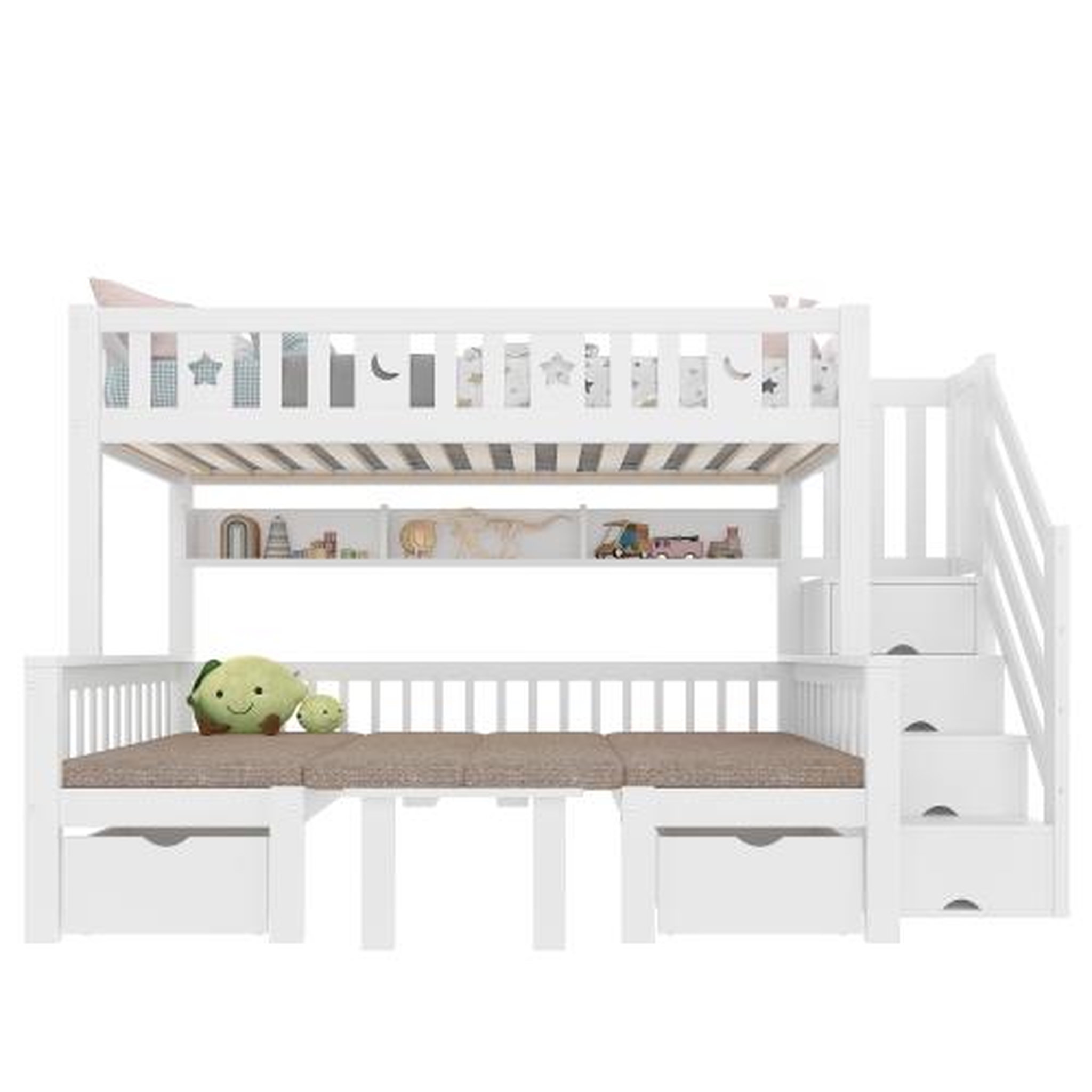 MERAX Lit mezzanine 90x200cm coloris blanc pin