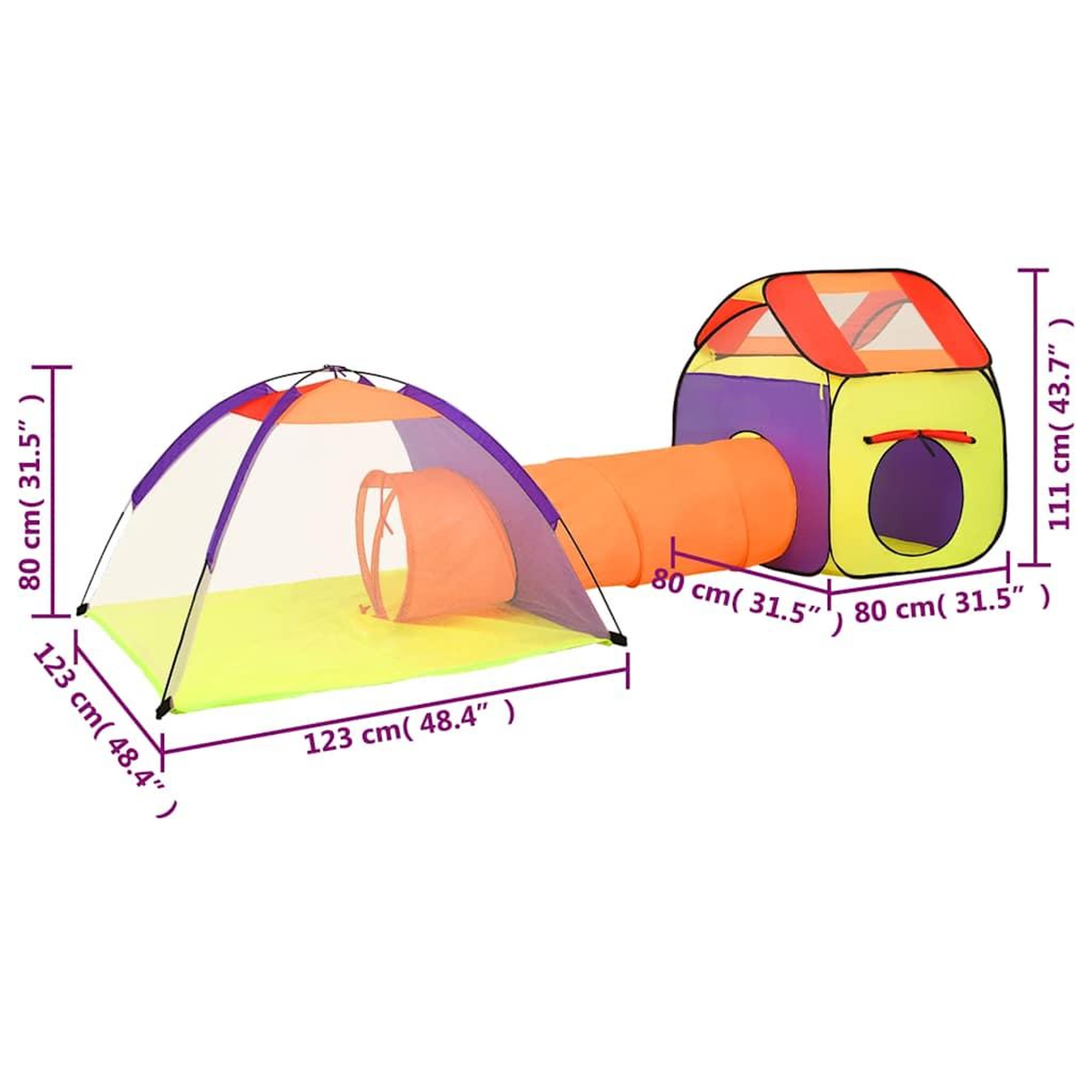 Voir la diapositive 6 : VIDAXL Tente de jeu pour enfants multicolore 338x123x111 cm