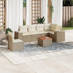 VIDAXL Salon de jardin avec coussins 7 pcs beige resine tressee