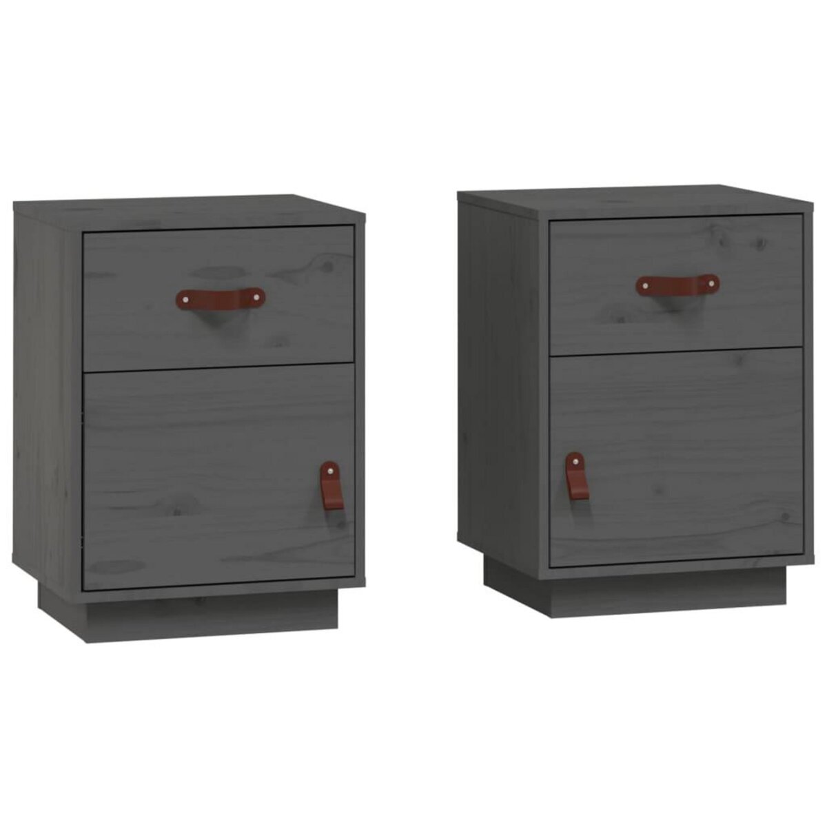 VIDAXL Tables de chevet 2 pcs Gris 40x34x55 cm Bois de pin massif