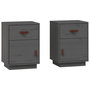 Voir la diapositive 2 : VIDAXL Tables de chevet 2 pcs Gris 40x34x55 cm Bois de pin massif