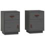Voir la diapositive 2 : VIDAXL Tables de chevet 2 pcs Gris 40x34x55 cm Bois de pin massif