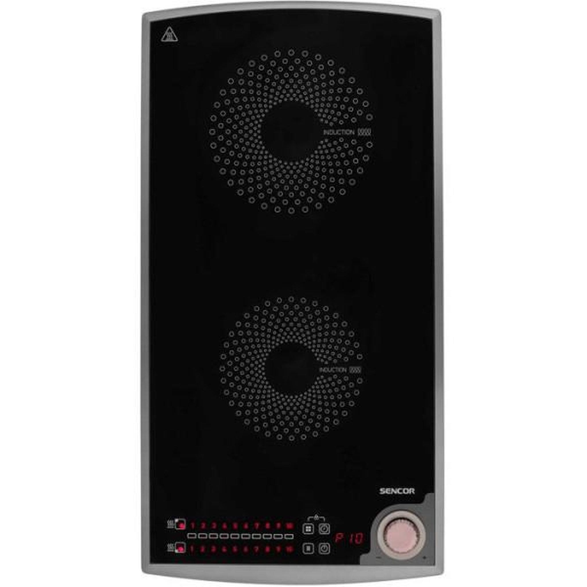 Voir la diapositive 2 : MARKET24 Plaque de cuisson à induction Sencor SCP 5414GY - 2 foyers - Commandes tactiles - 10 niveaux - Compacte - 3100 W - Noire