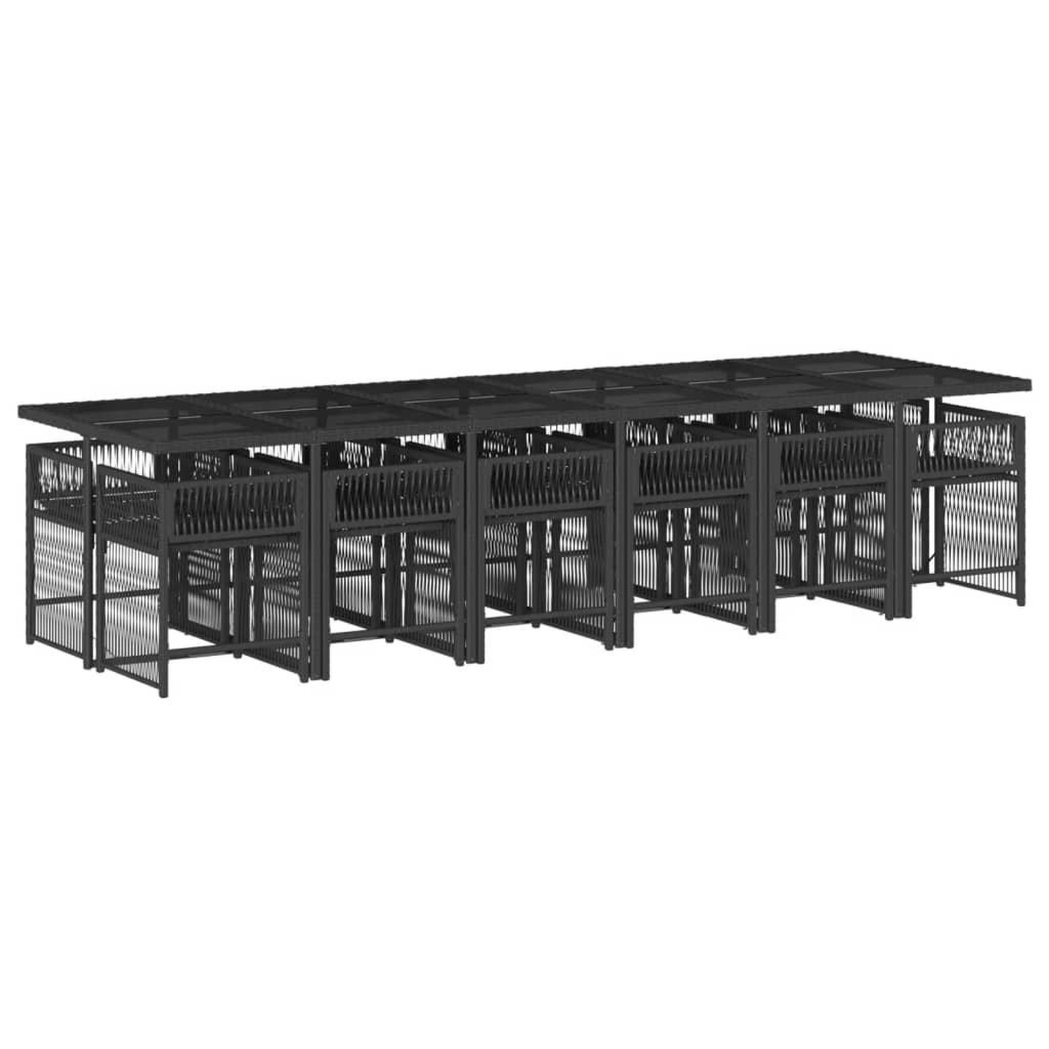 Voir la diapositive 3 : VIDAXL Ensemble a manger de jardin 13 pcs coussins noir resine tressee