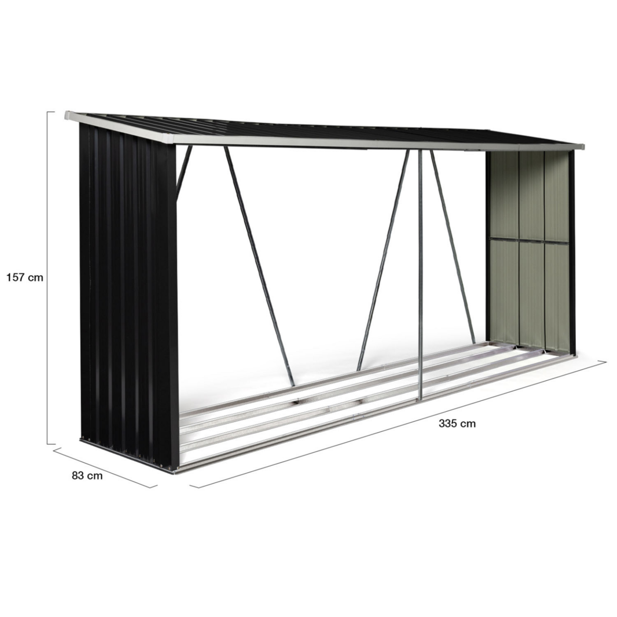 ID MARKET Abri de stockage 4 m³ gris en acier galvanisé pour bûches