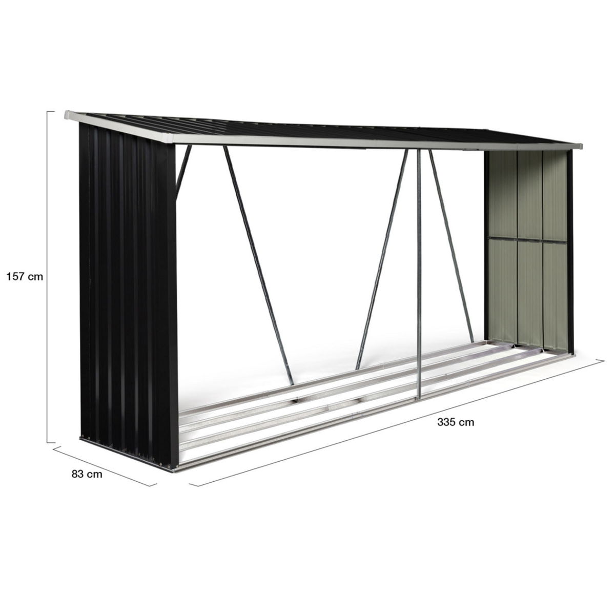 ID MARKET Abri de stockage 4 m³ gris en acier galvanisé pour bûches