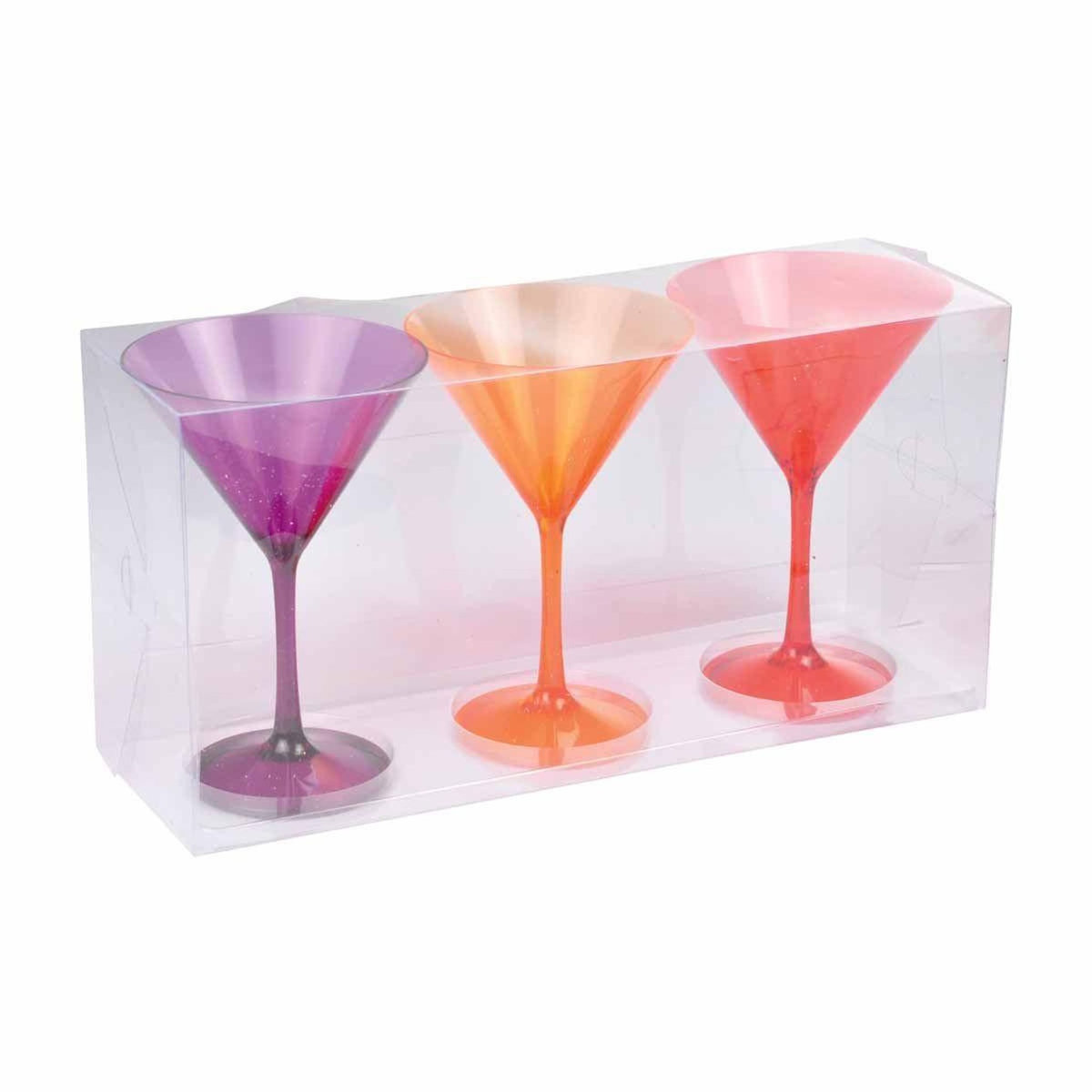 Paris Prix Lot de 3 Verres à Cocktail  Acrylique  16cm Orange