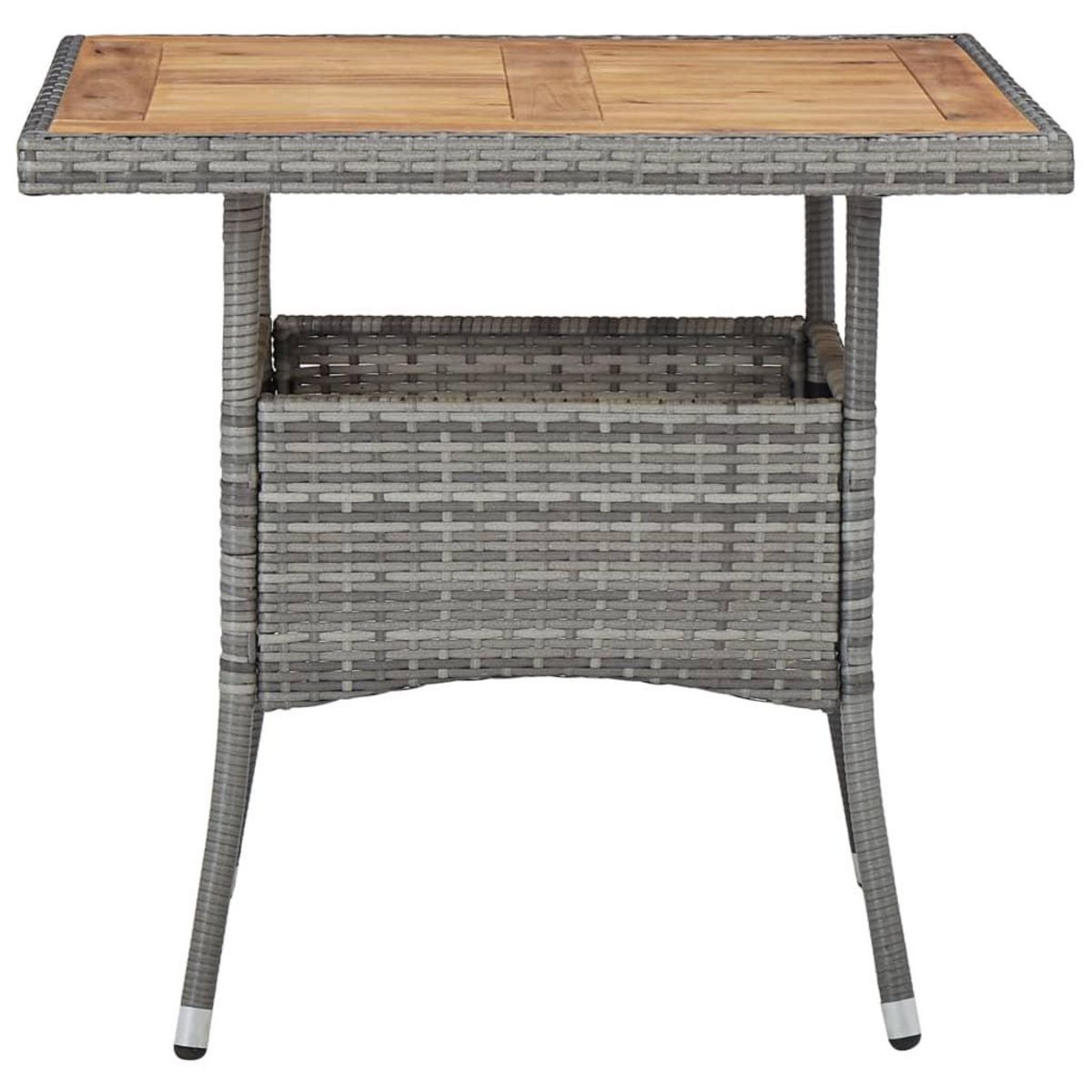 VIDAXL Table d'exterieur Gris Resine tressee et bois d'acacia solide