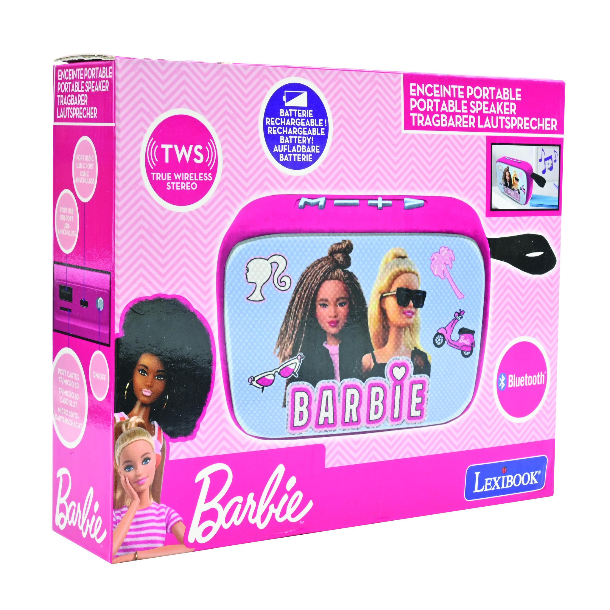 Voir la diapositive 4 : Lexibook Enceinte Bluetooth portable Barbie