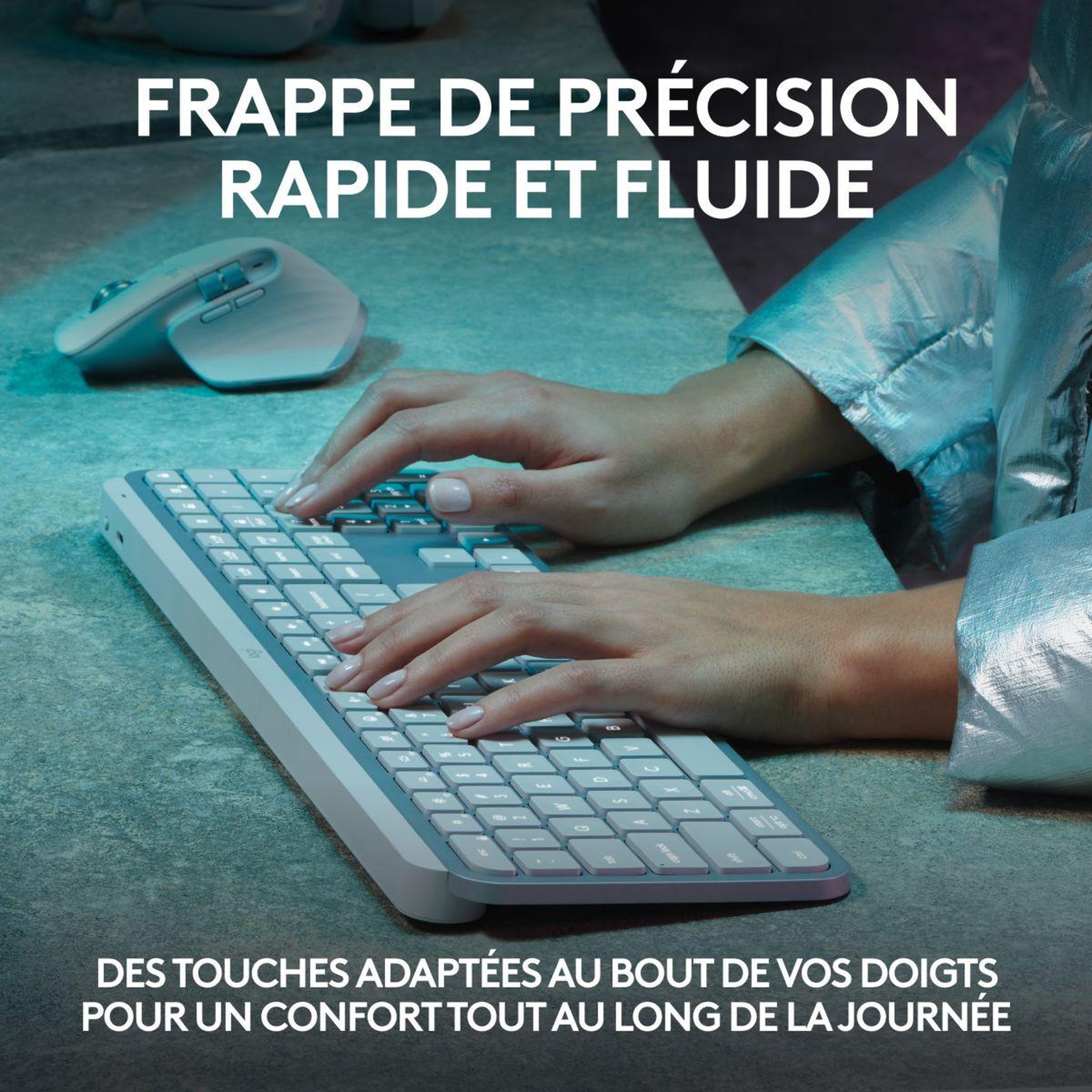 Voir la diapositive 2 : Logitech Clavier sans fil mx keys s silencieux pale grey