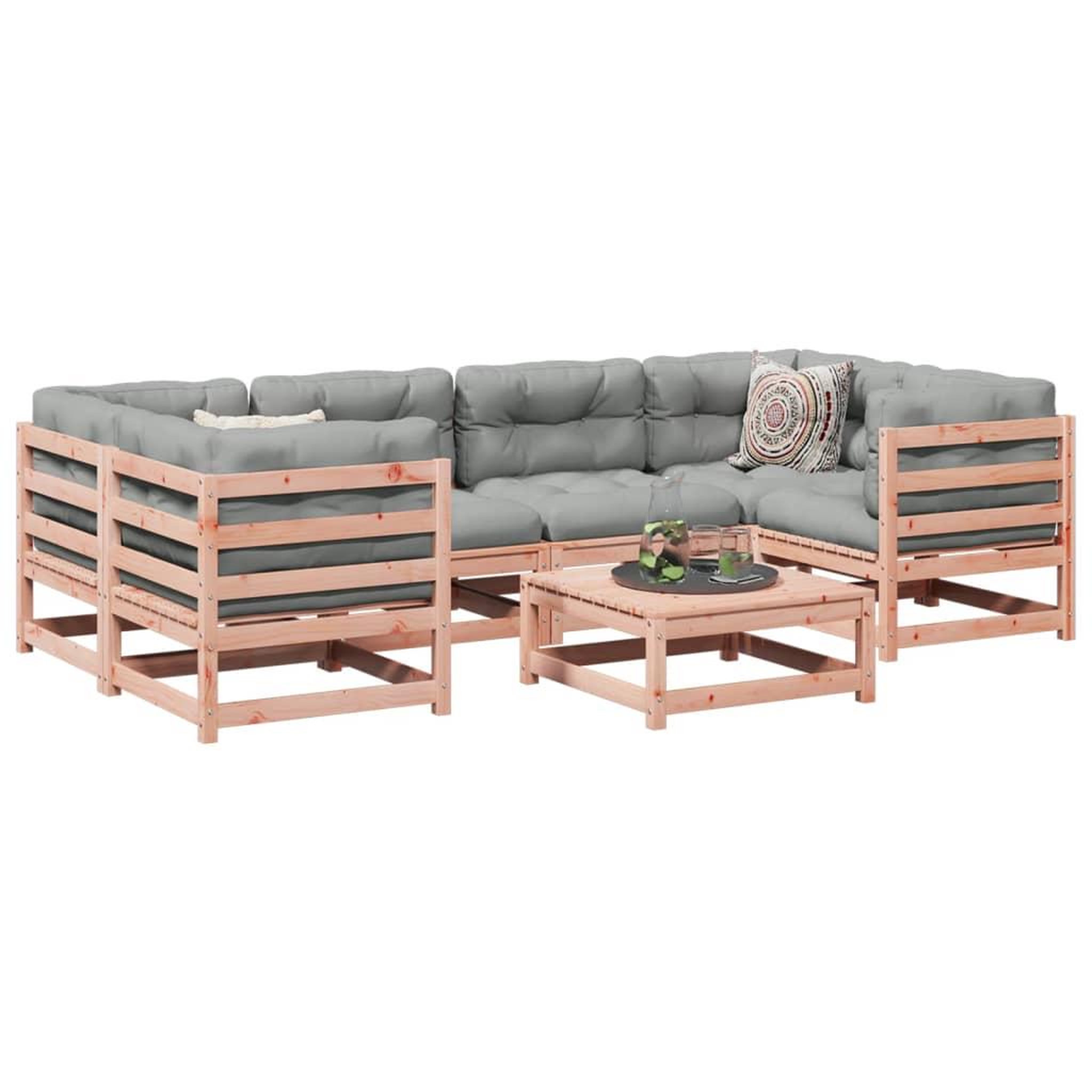 Voir la diapositive 1 : VIDAXL Salon de jardin 7 pcs bois massif sapin de douglas