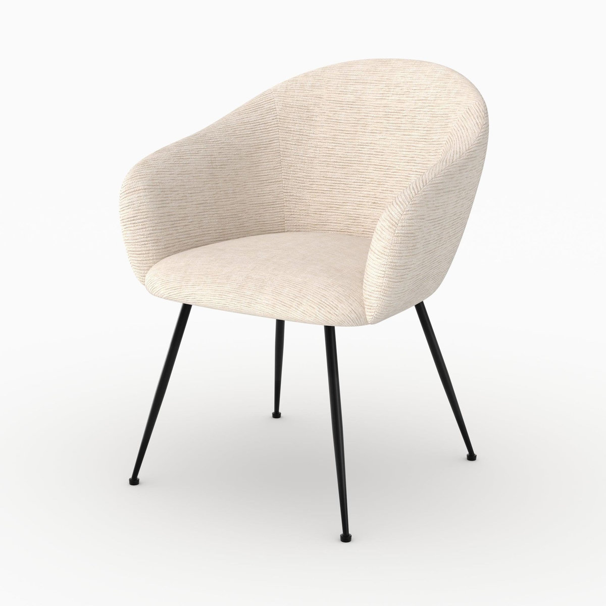 Rendez vous déco Fauteuil en tissu blanc chiné et pieds en métal noir - Socky