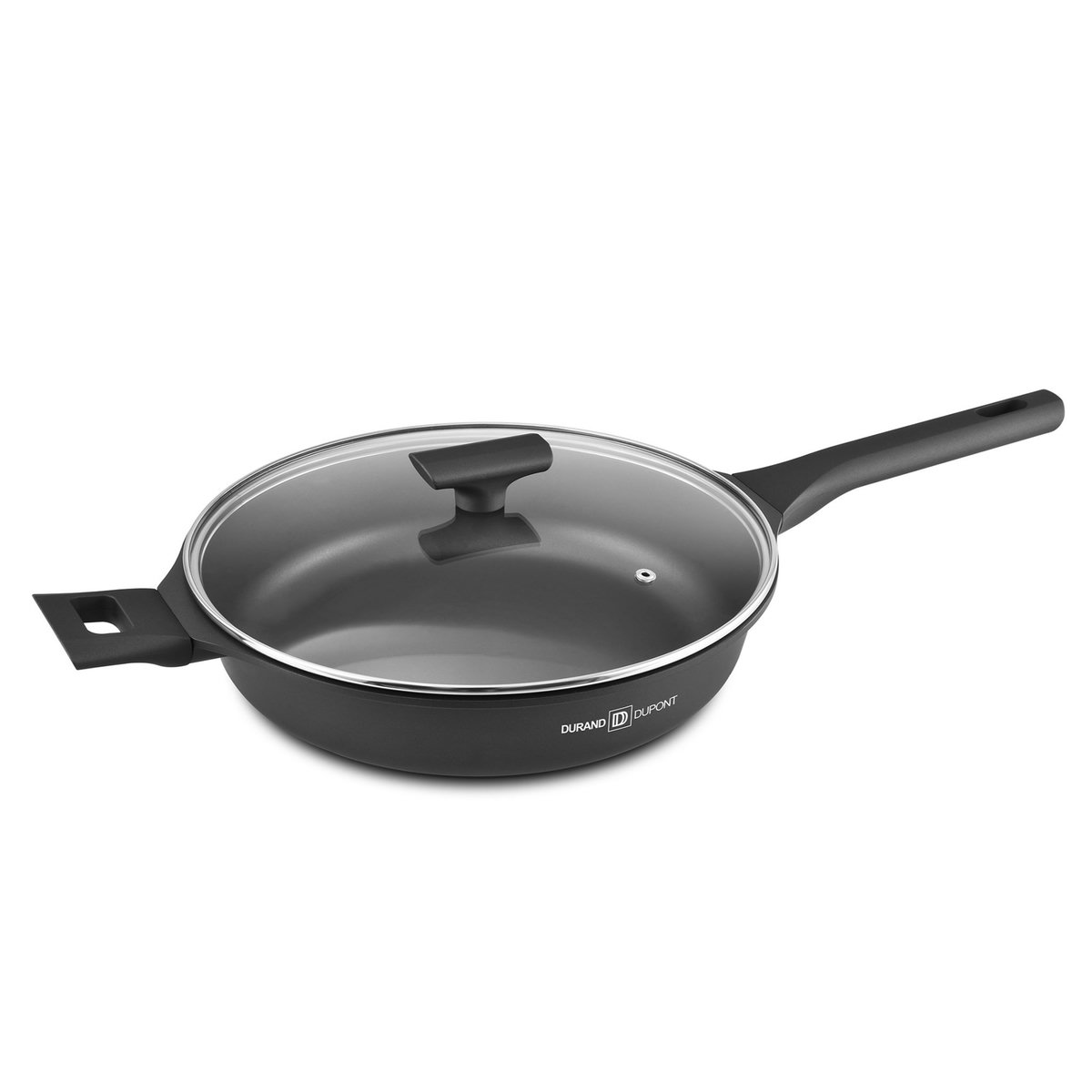 Sauteuse induction fonte aluminium + couvercle verre 28 cm 