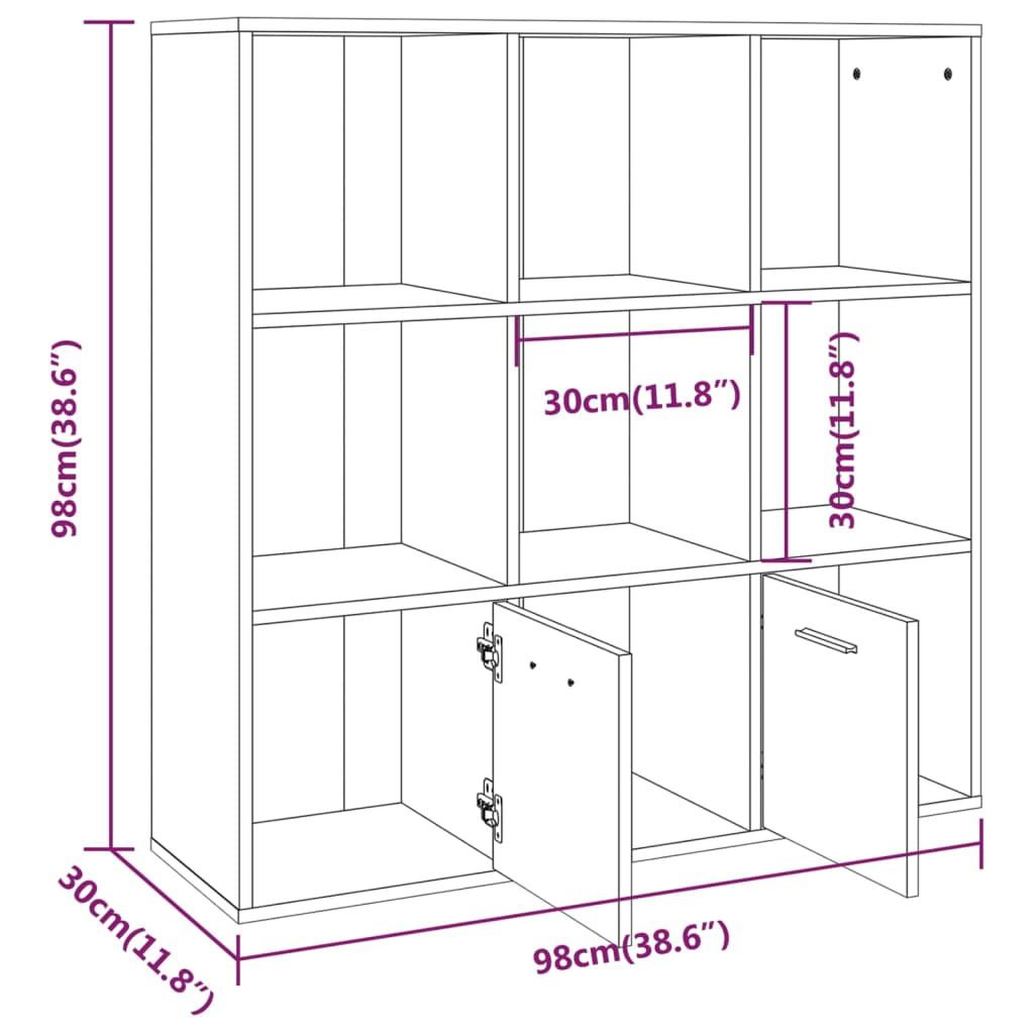Voir la diapositive 6 : VIDAXL Armoire a livres Sonoma gris 98x30x98 cm
