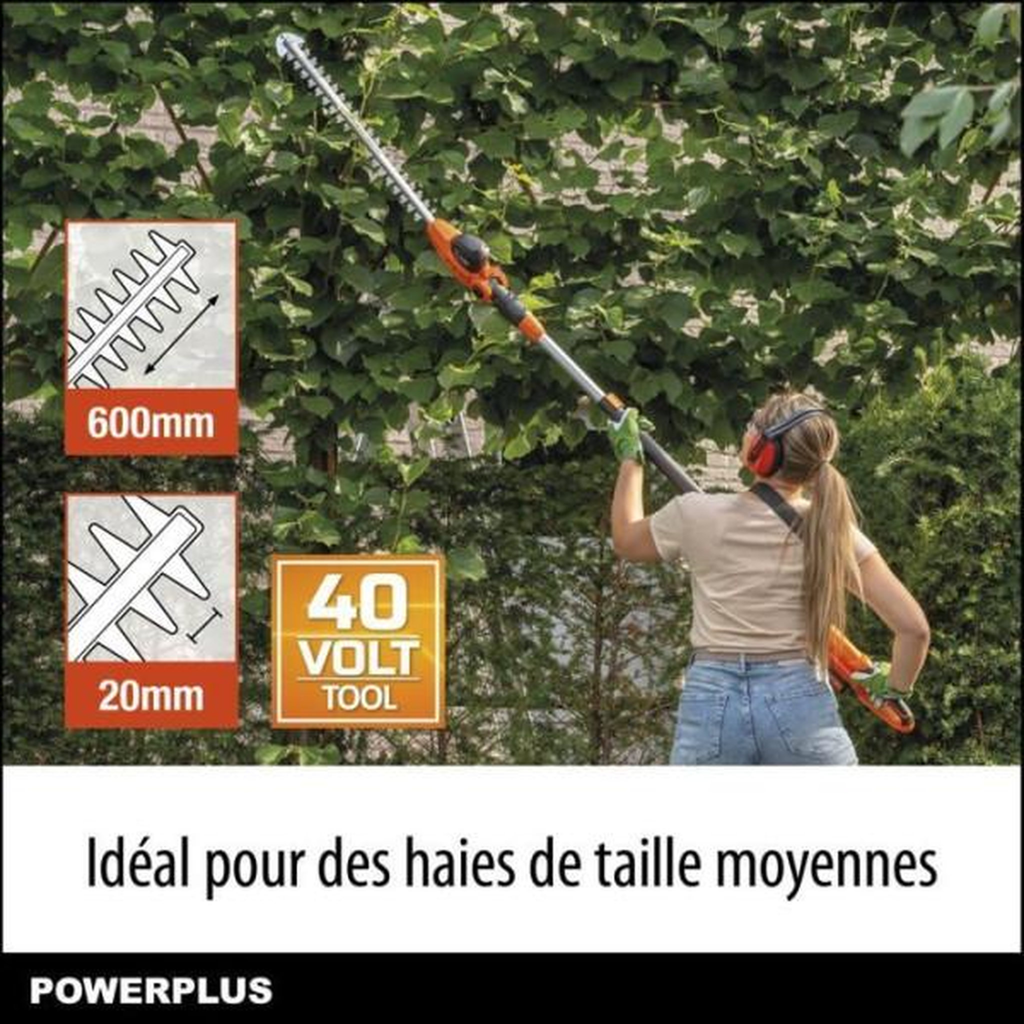 Voir la diapositive 4 : MARKET24 Taille-haie a batterie 40 volts lame 60 cm