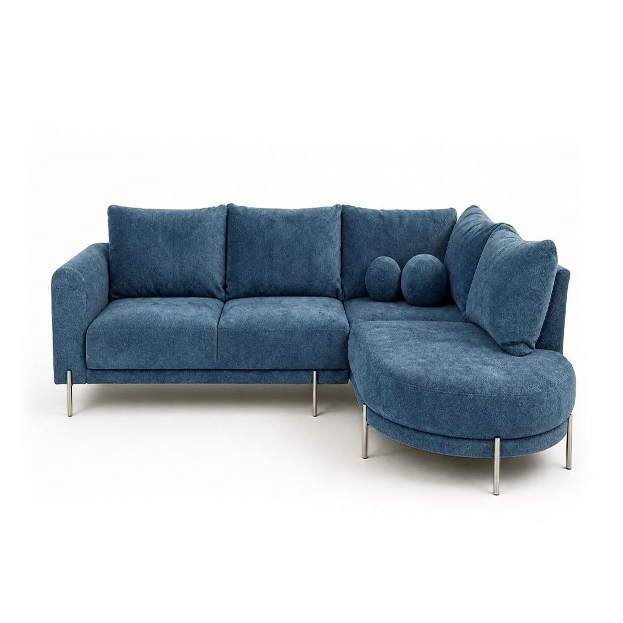 Voir la diapositive 1 : BEST MOBILIER Gabin - canapé d'angle droit 5 places en velours texturé