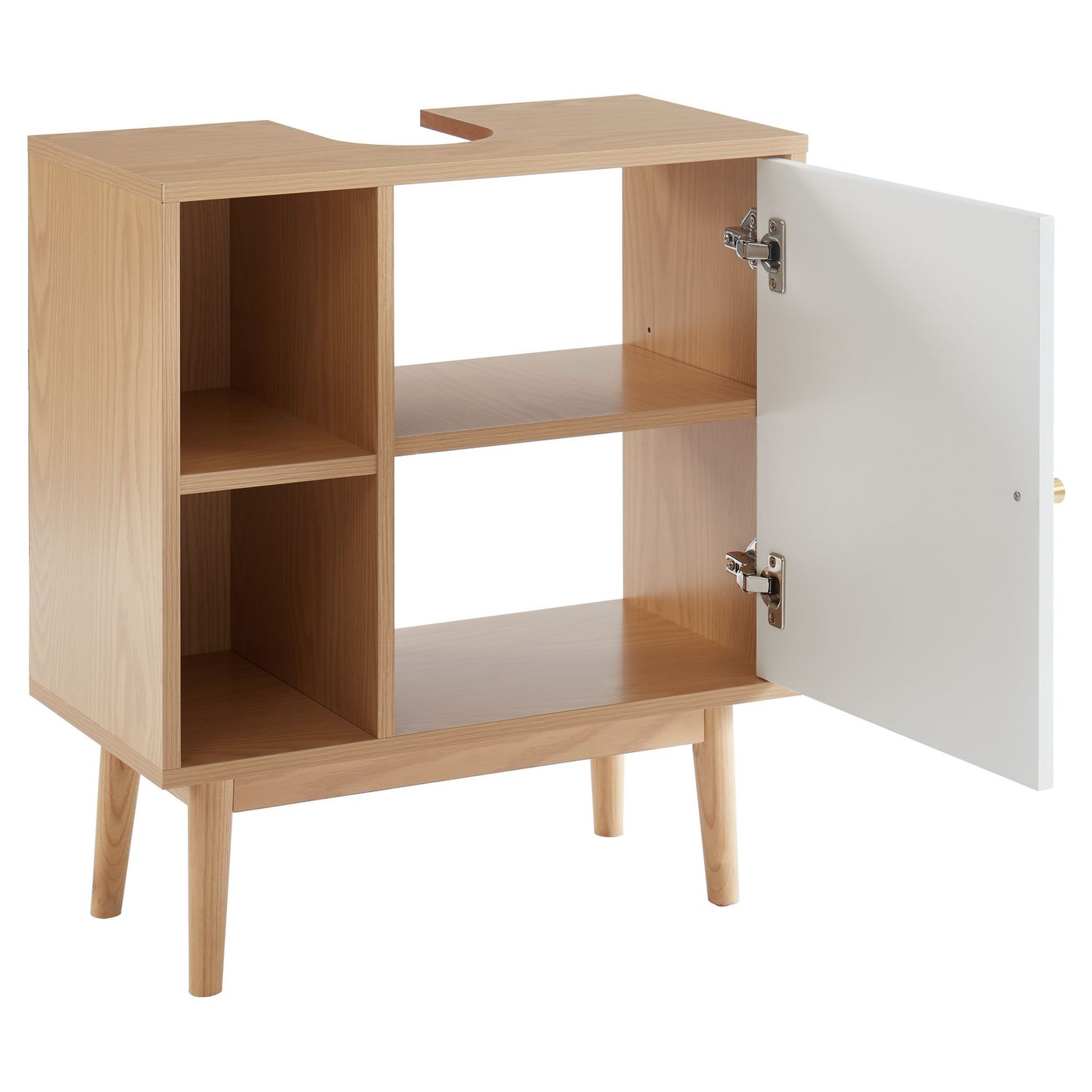 Voir la diapositive 2 : Meuble de salle de bain sous-vasque 2 niches et 1 porte L60cm QUARTEIRA