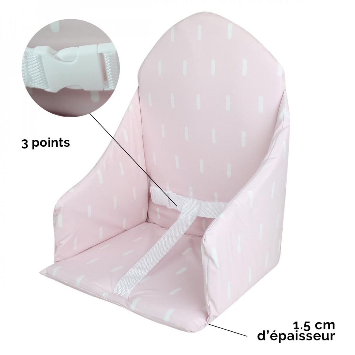 Monsieur Bébé Coussin d'assise universel Miam avec harnais pour chaise haute bébé