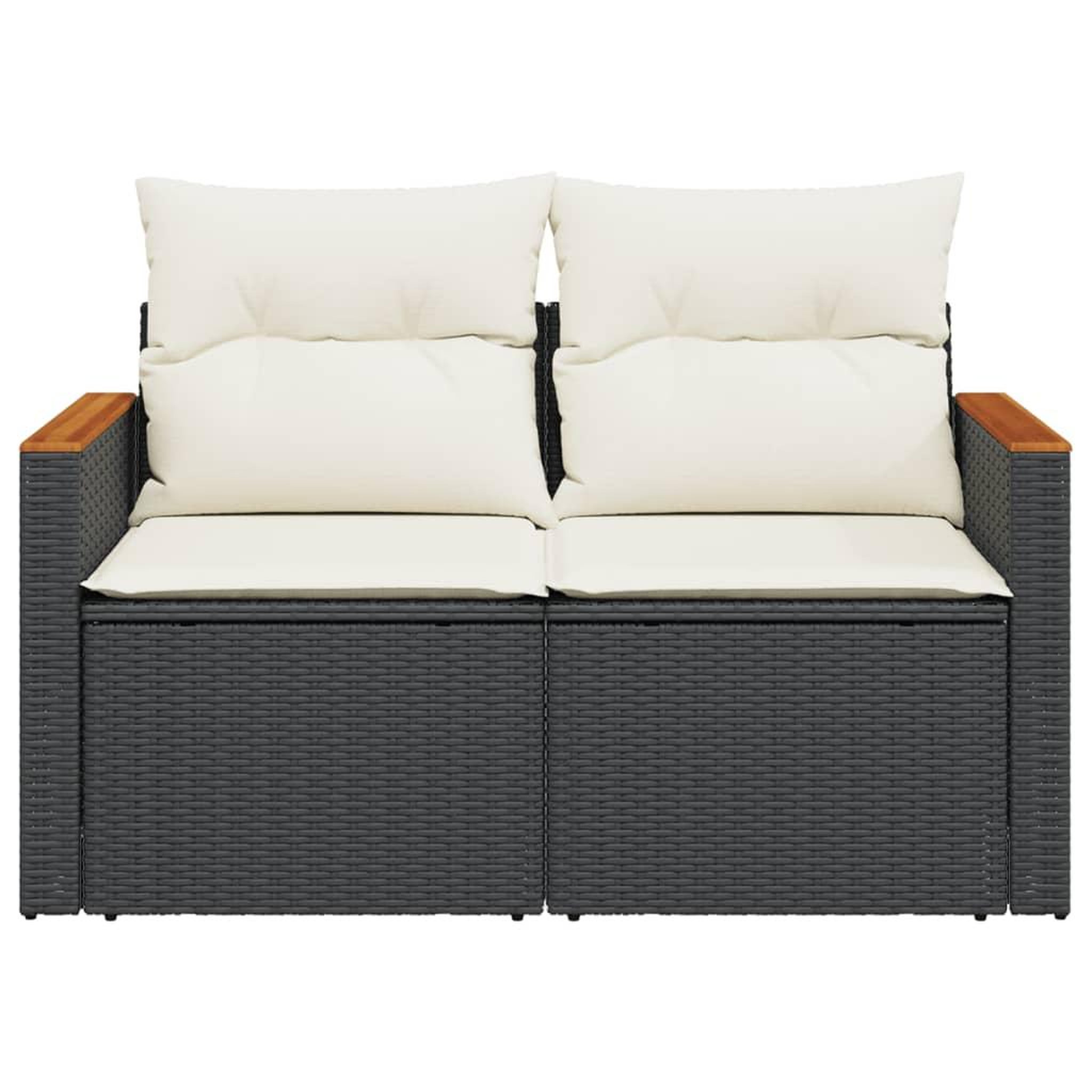 Voir la diapositive 4 : VIDAXL Canape de jardin avec coussins 2 places noir resine tressee
