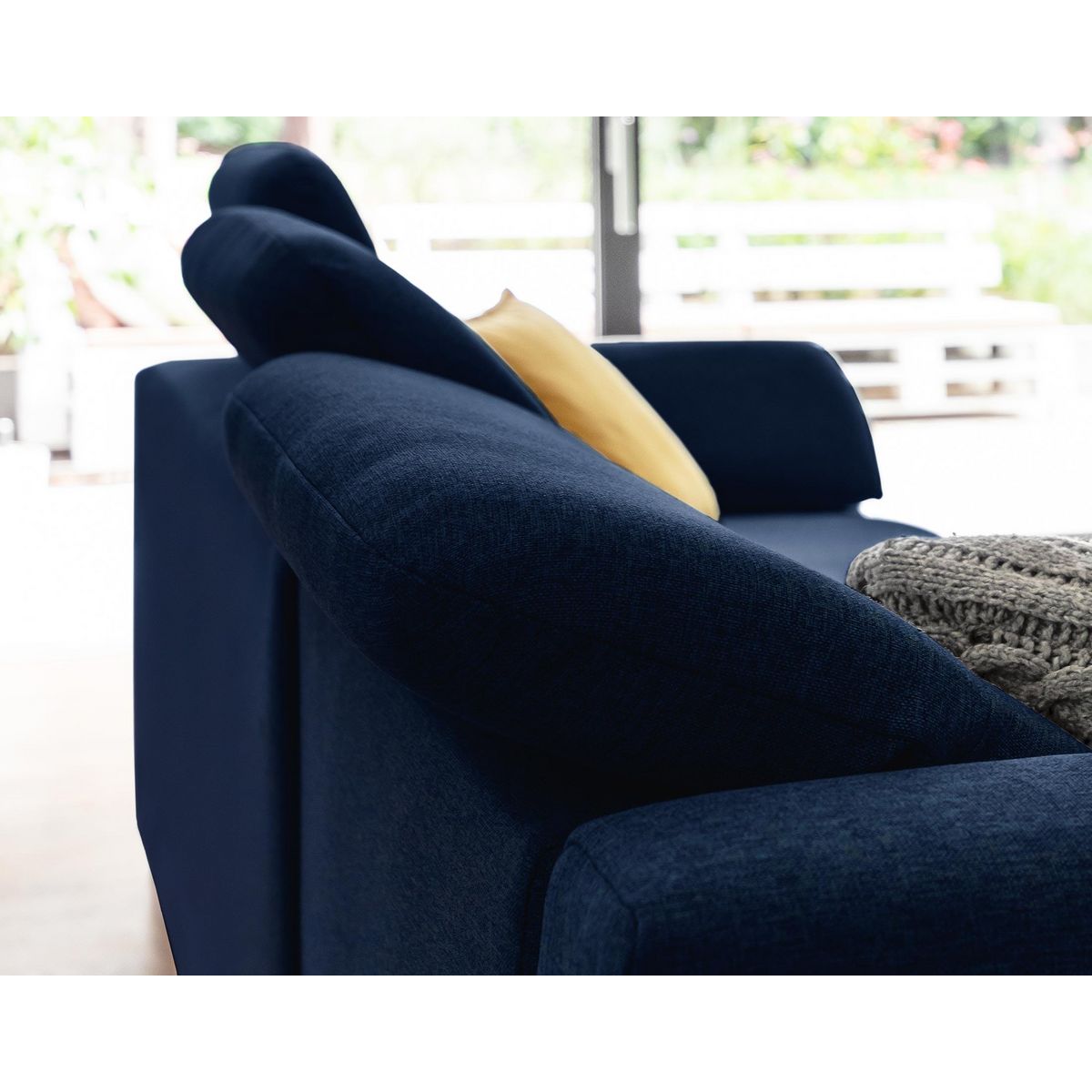 BEST MOBILIER Clever - canapé d'angle gauche - 5 places - convertible avec coffre et têtières - en tissu