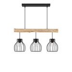 Rendez vous déco Suspension 3 lampes en bois d'eucalyptus et métal noir-Abby