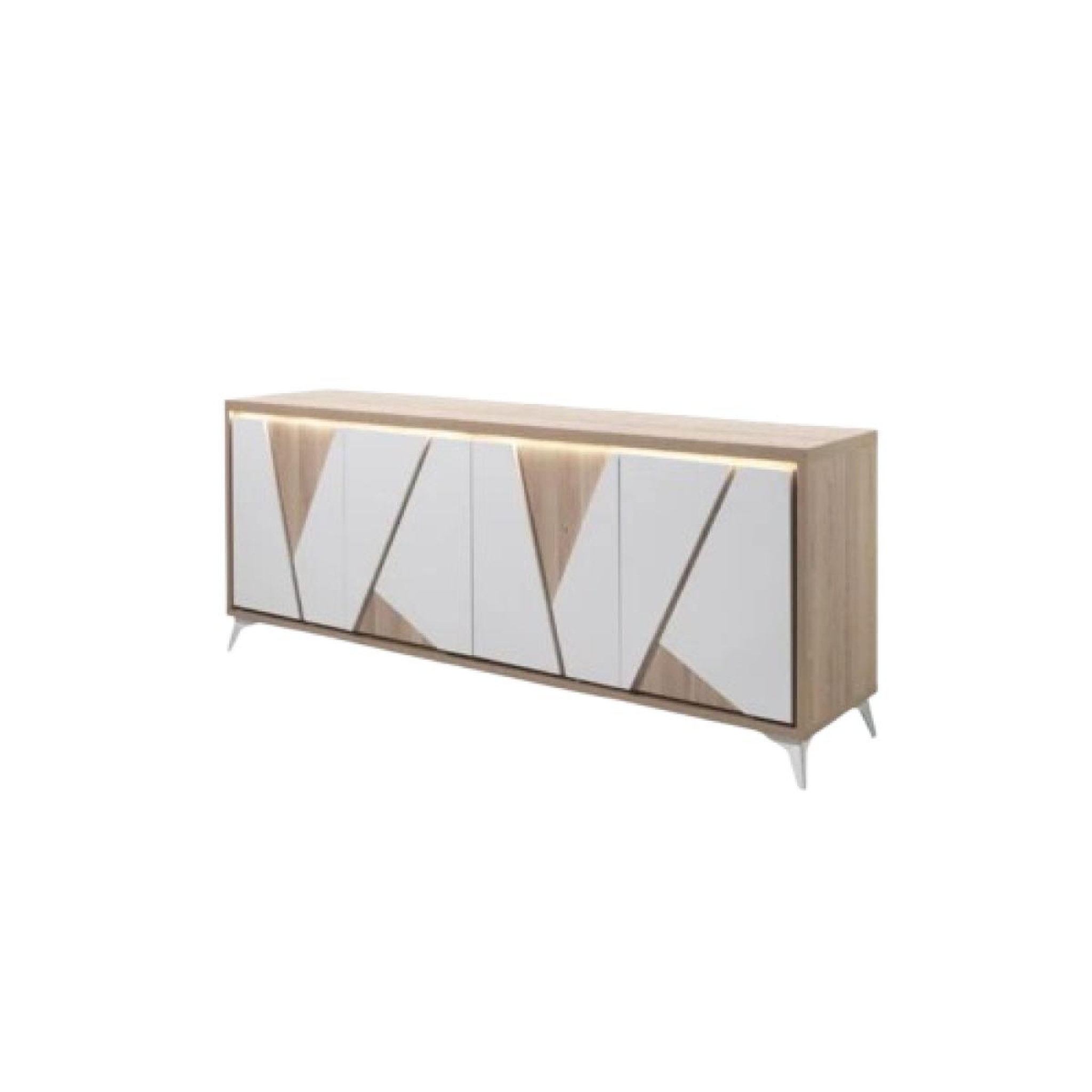 JLC KREATION Buffet bahut moderne 225cm coloris chêne et blanc ostende
