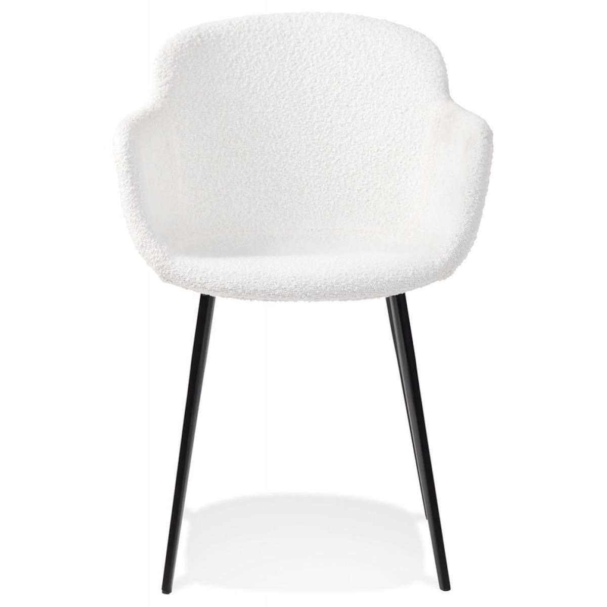 Paris Prix Chaise Design en Tissu Bouclé  Valarie  80cm Blanc