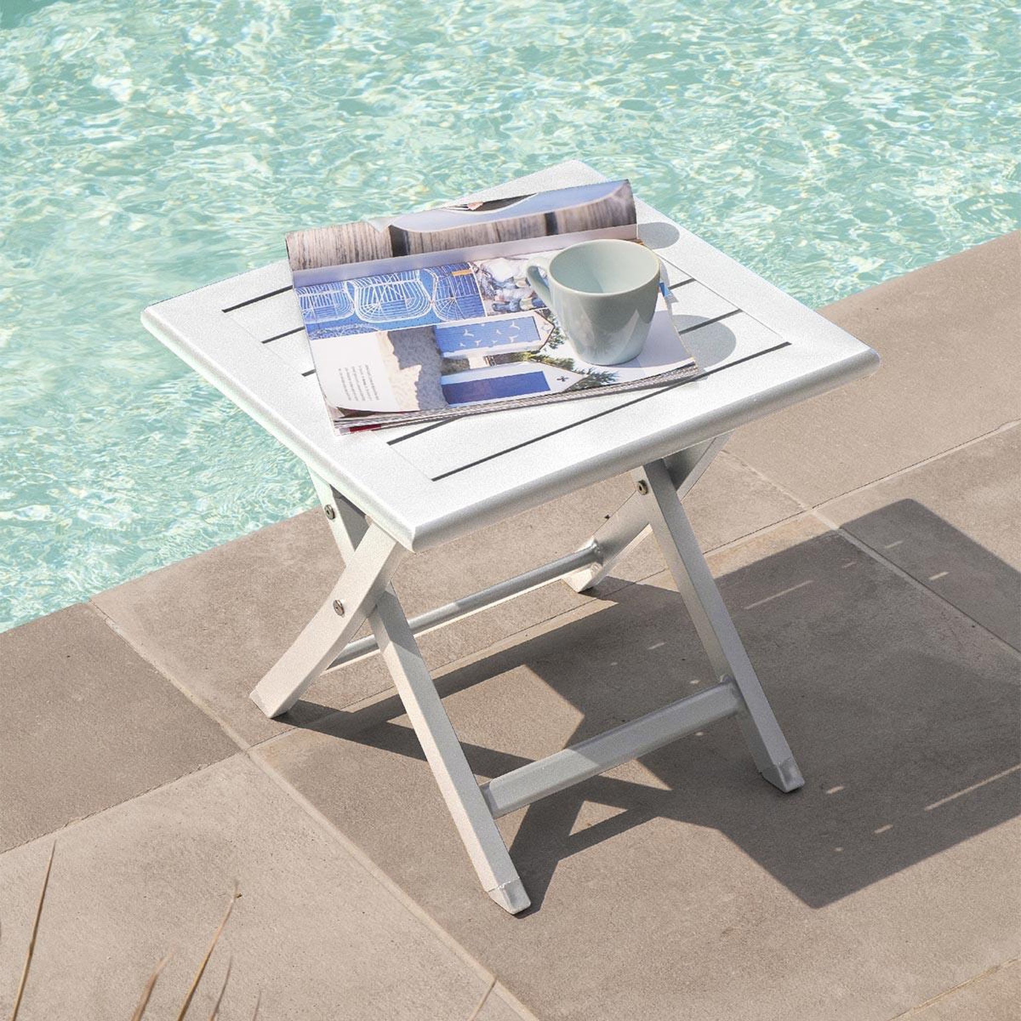Voir la diapositive 2 : Paris Prix Table d'appoint de jardin pliante  marius  43cm blanc