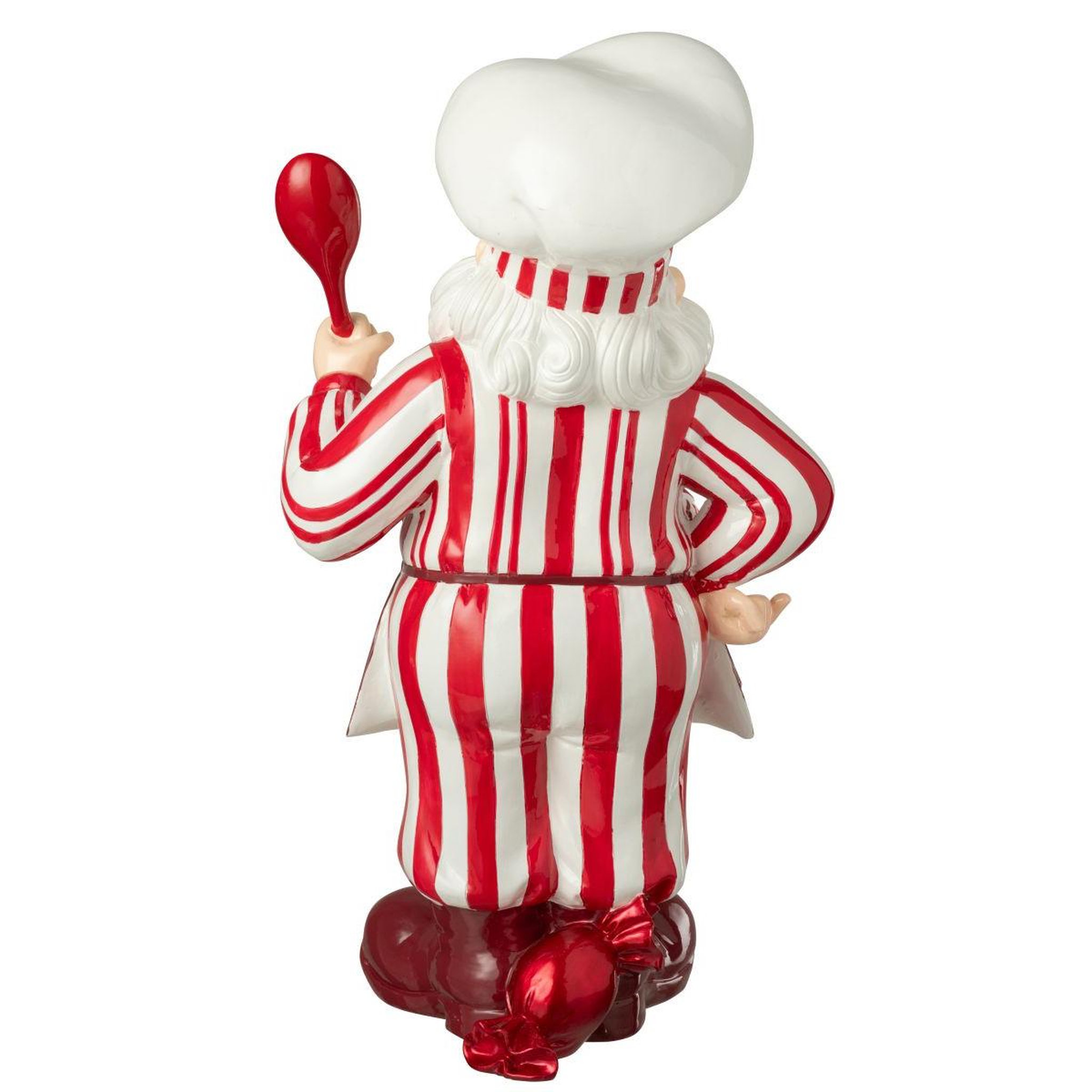Voir la diapositive 2 : J-LINE Père-noël cuisinier  sucre d'orge  47cm rouge & blanc