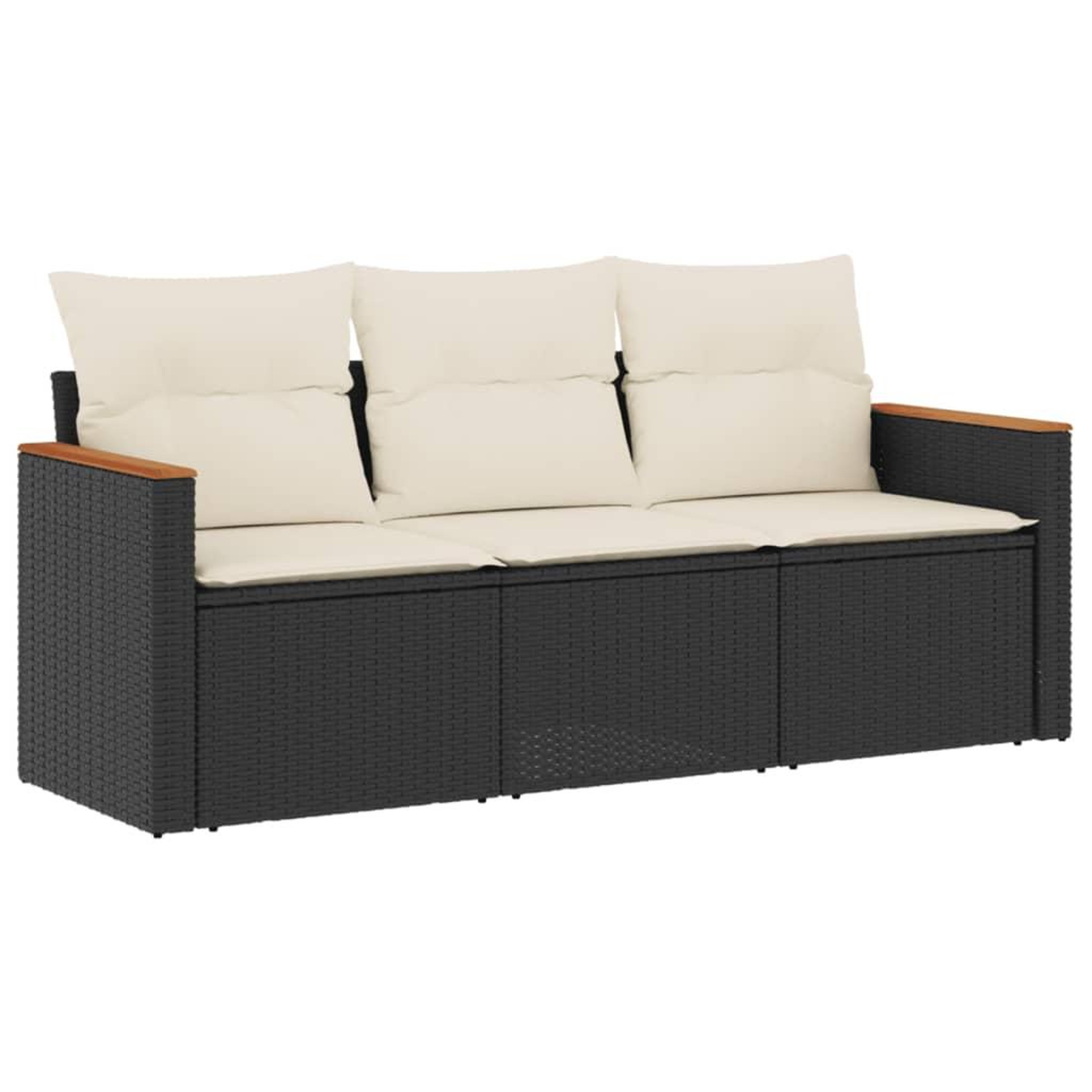 Voir la diapositive 2 : VIDAXL Salon de jardin 3 pcs avec coussins noir resine tressee