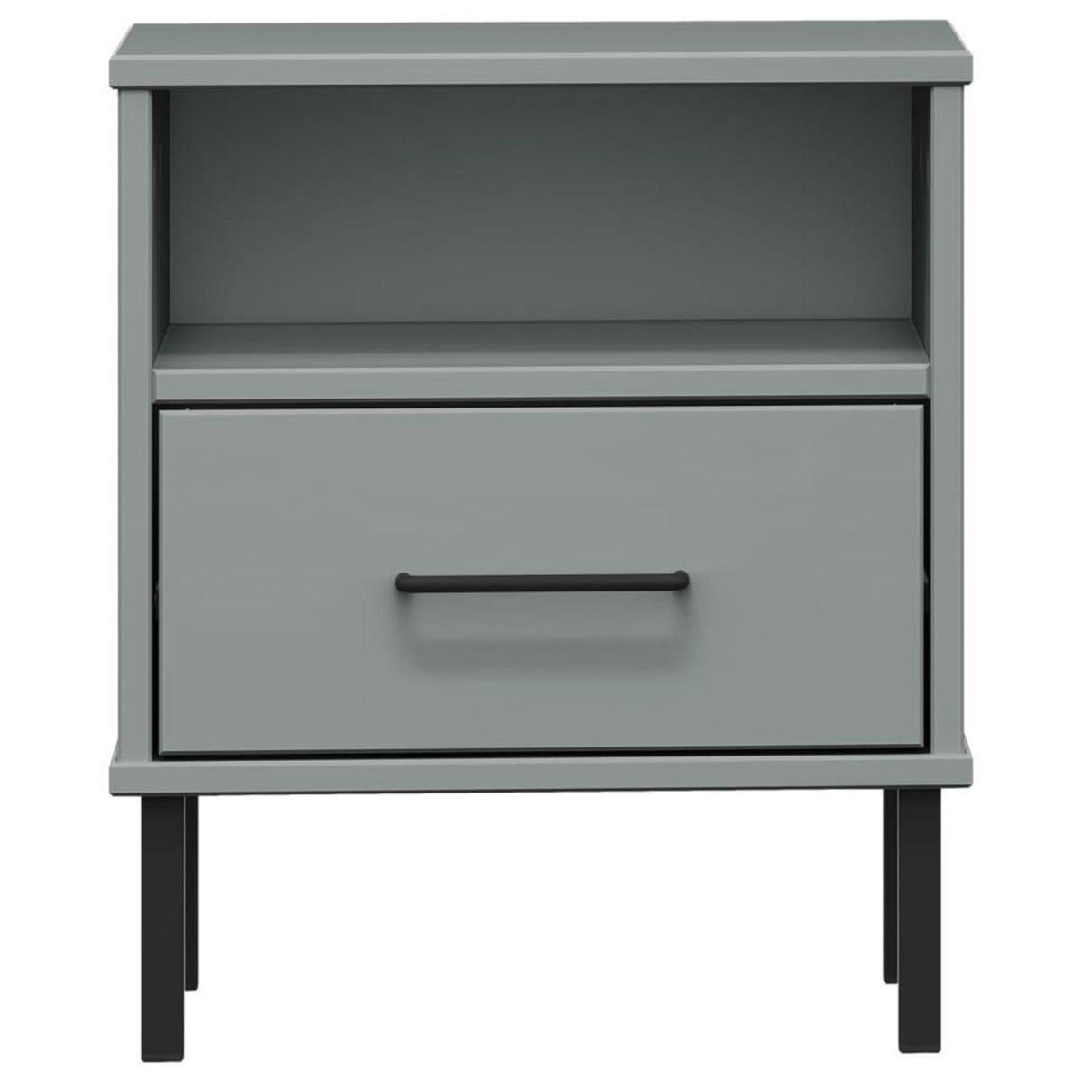 VIDAXL Table de chevet avec pieds en metal Gris Bois pin massif OSLO