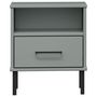 Voir la diapositive 4 : VIDAXL Table de chevet avec pieds en metal Gris Bois pin massif OSLO