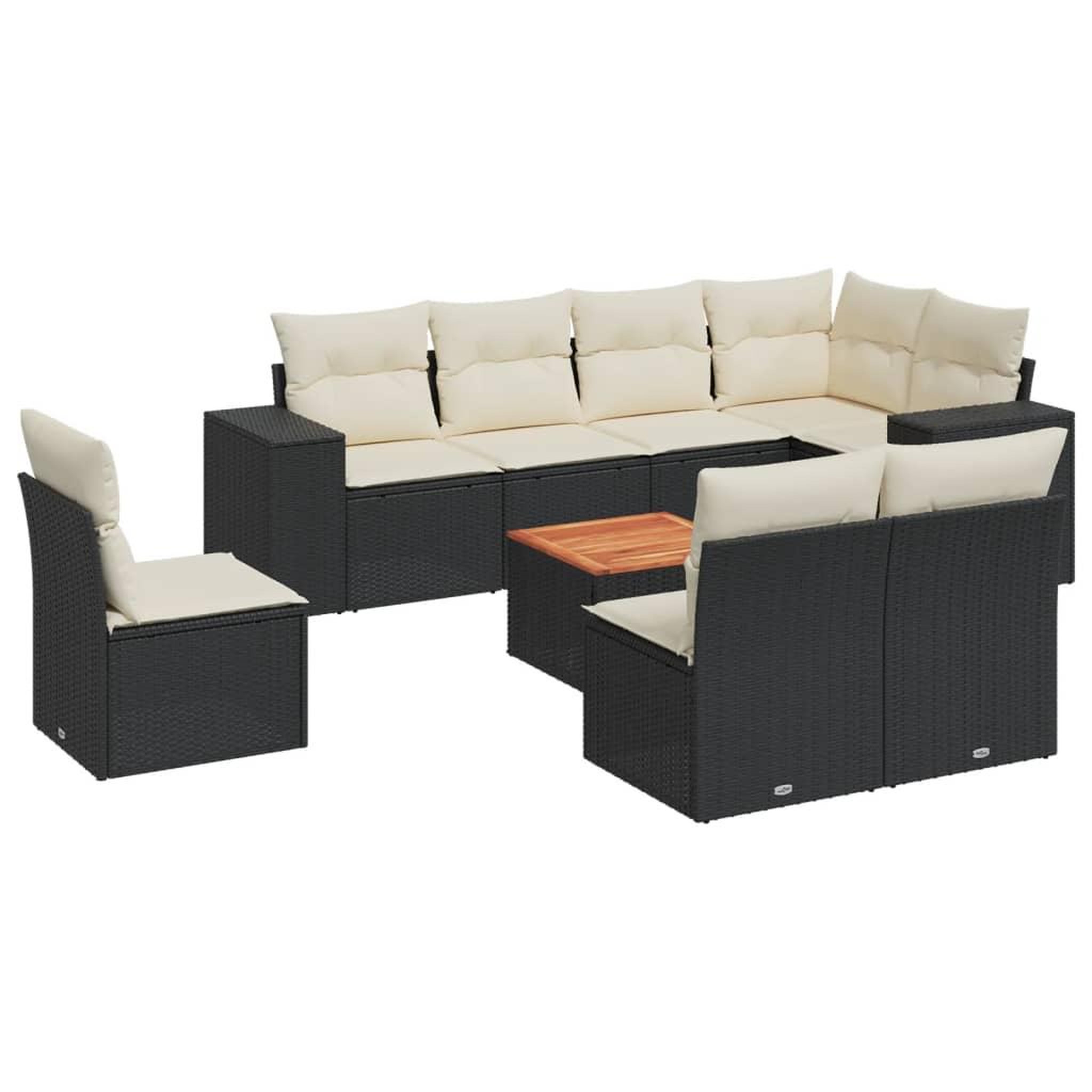 Voir la diapositive 2 : VIDAXL Salon de jardin 9 pcs avec coussins noir resine tressee