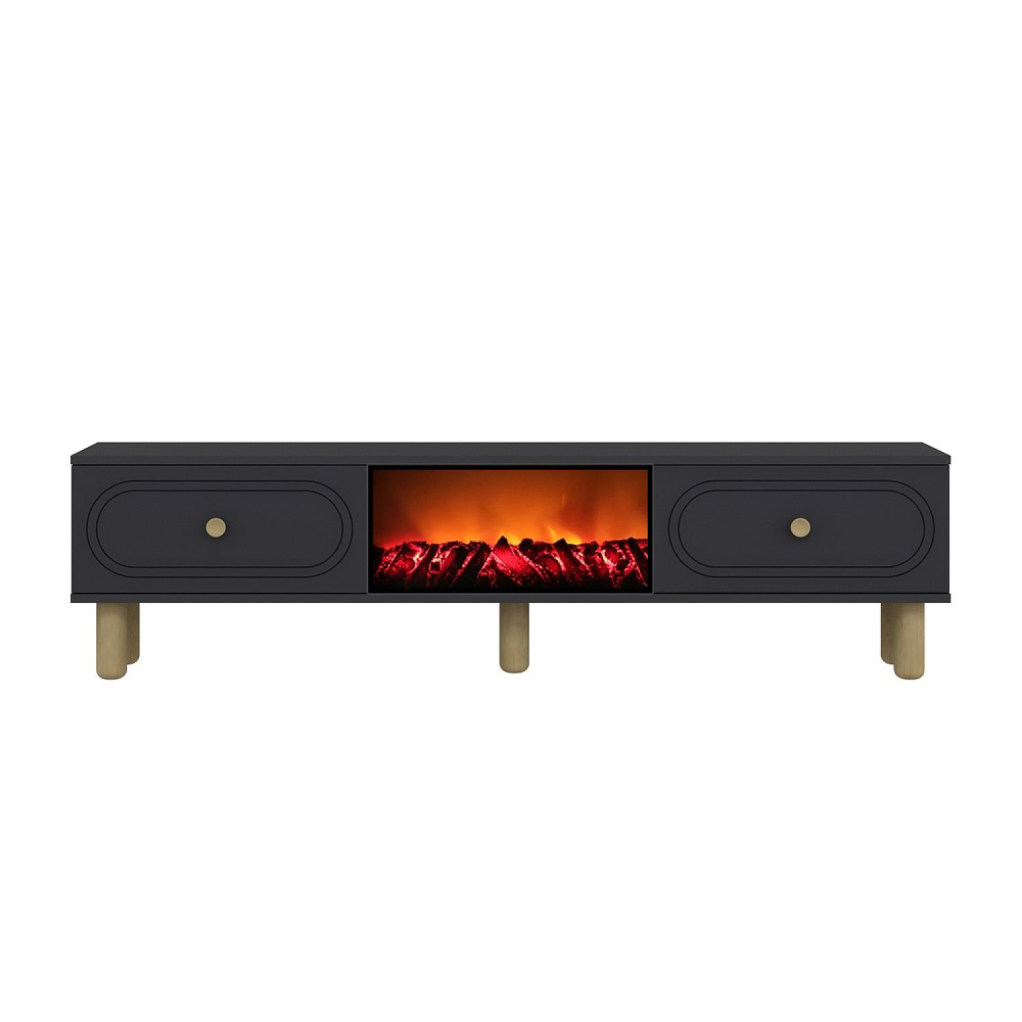 CONCEPT USINE Meuble tv avec cheminée led 150cm gris anthracite fyri