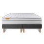Voir la diapositive 2 : SEPTNUITS Matelas + double sommiers gris Memo Luxe Ressorts ensachés + mémoire de forme 5 zones de confort MAXI épaisseur