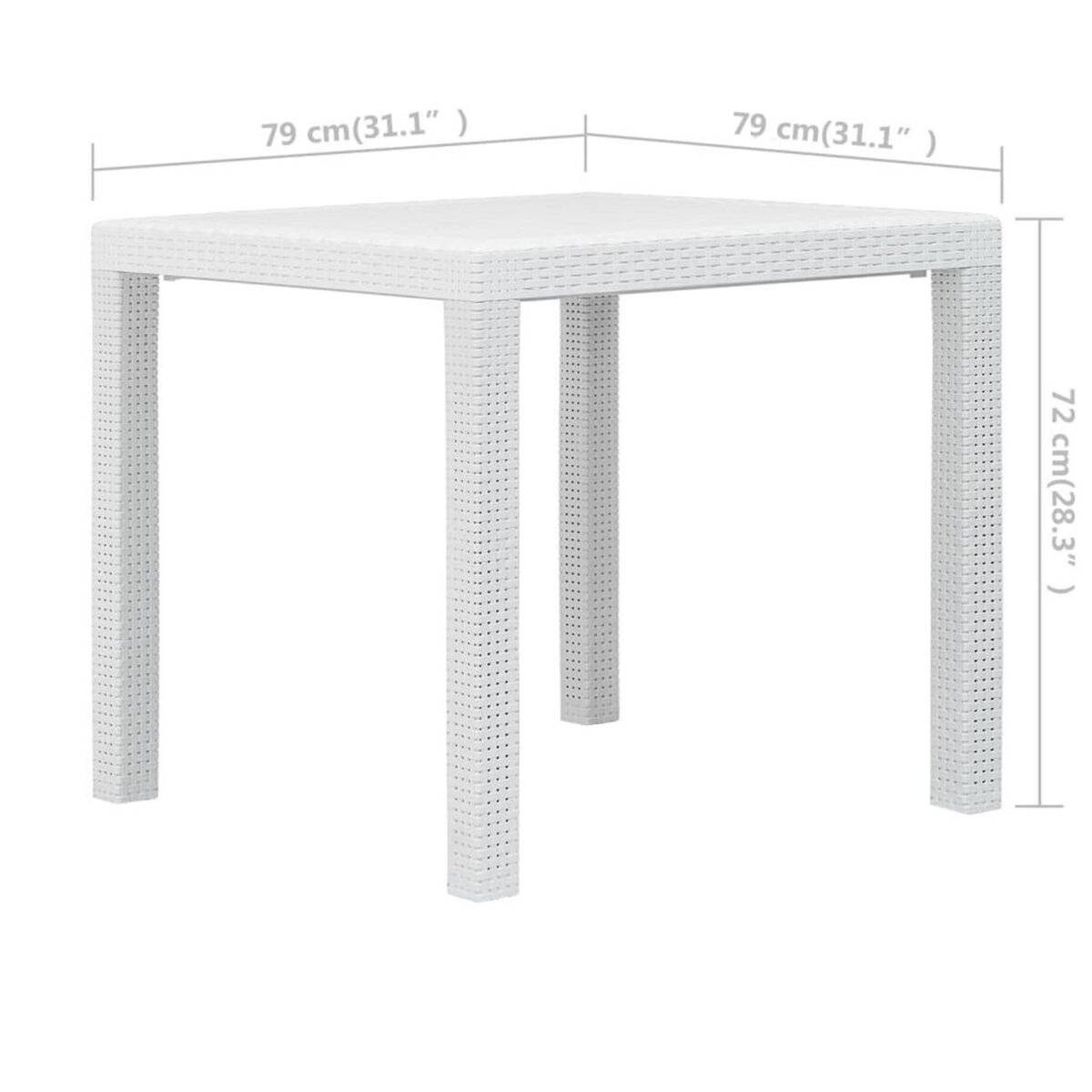 VIDAXL Table de jardin Blanc 79x79x72 cm Plastique Aspect de rotin