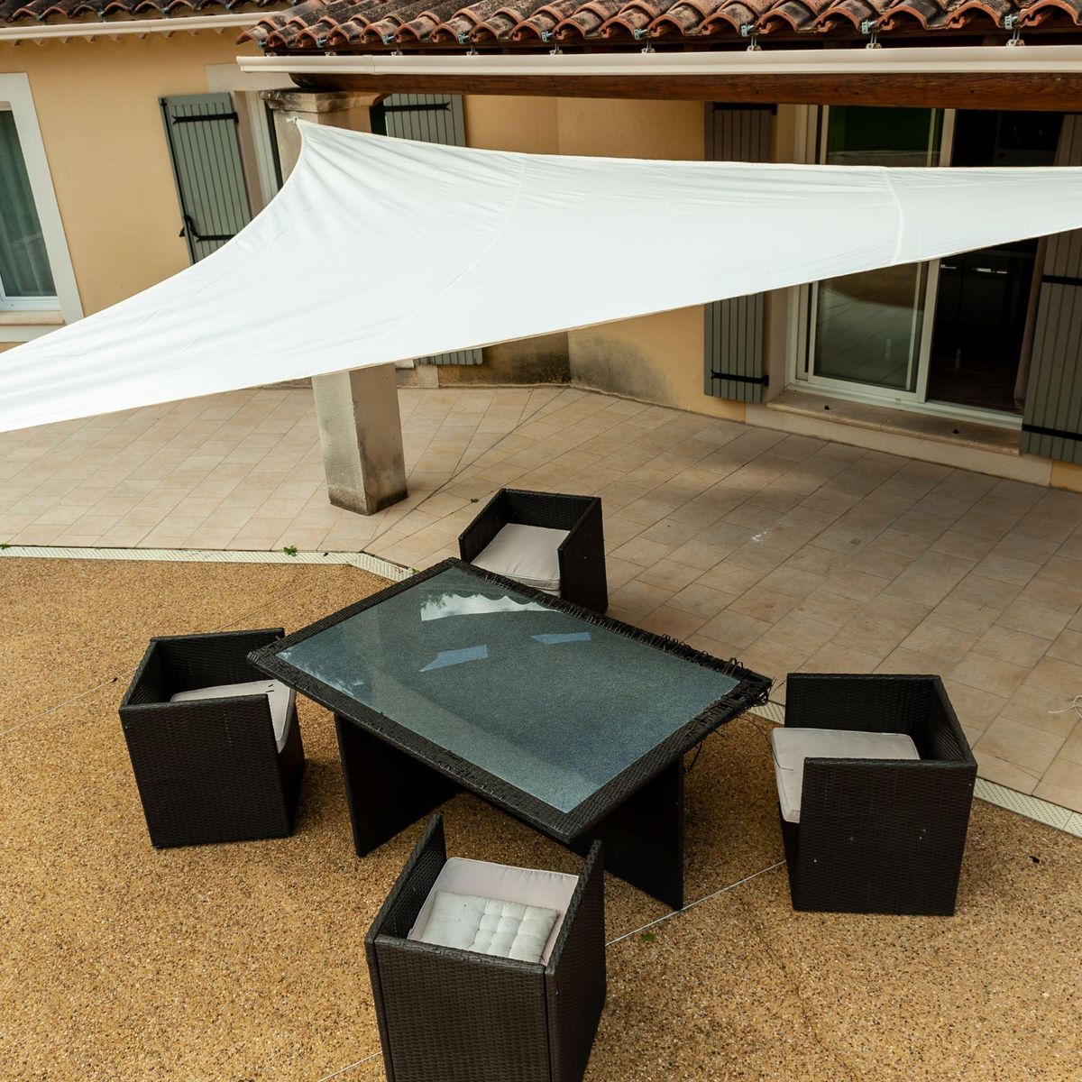 WERKAPRO Voile d'ombrage crème triangulaire en polyester 5m