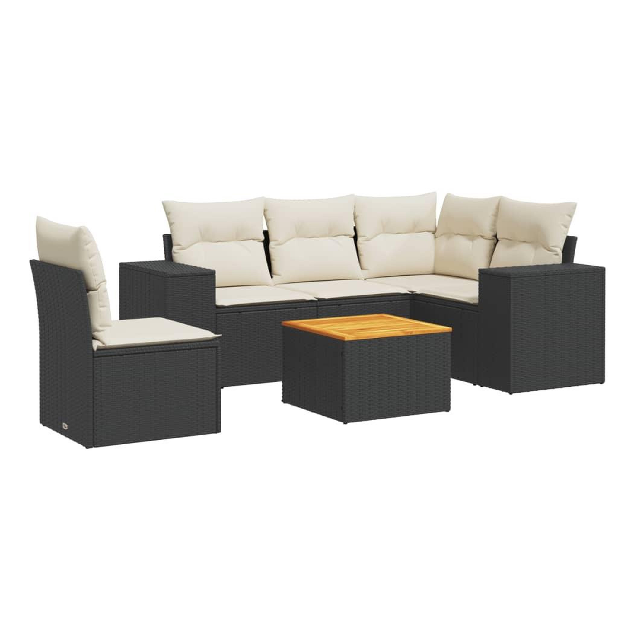 Voir la diapositive 2 : VIDAXL Salon de jardin 6 pcs avec coussins noir resine tressee