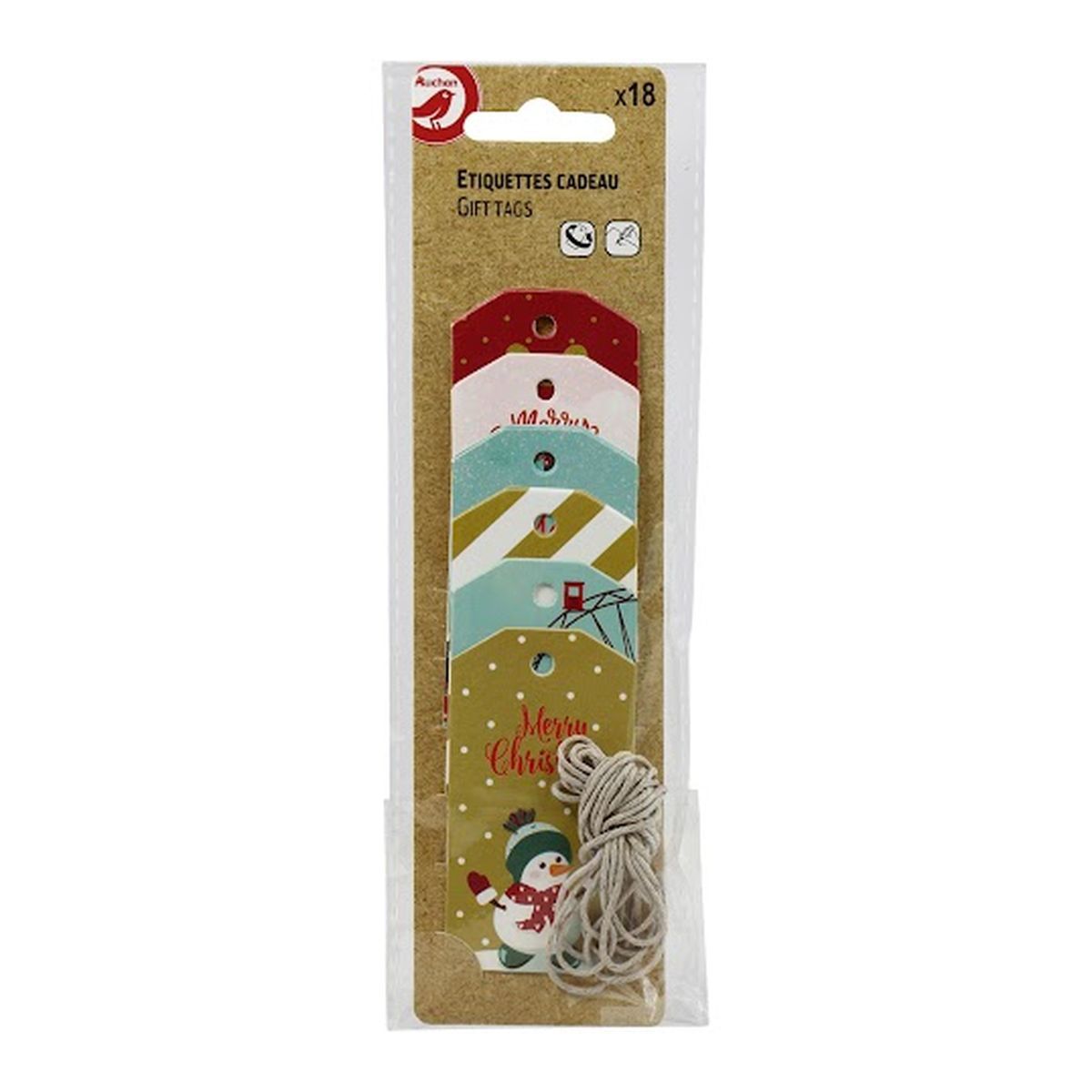 AUCHAN Set 18 étiquettes avec &oelig;illet 